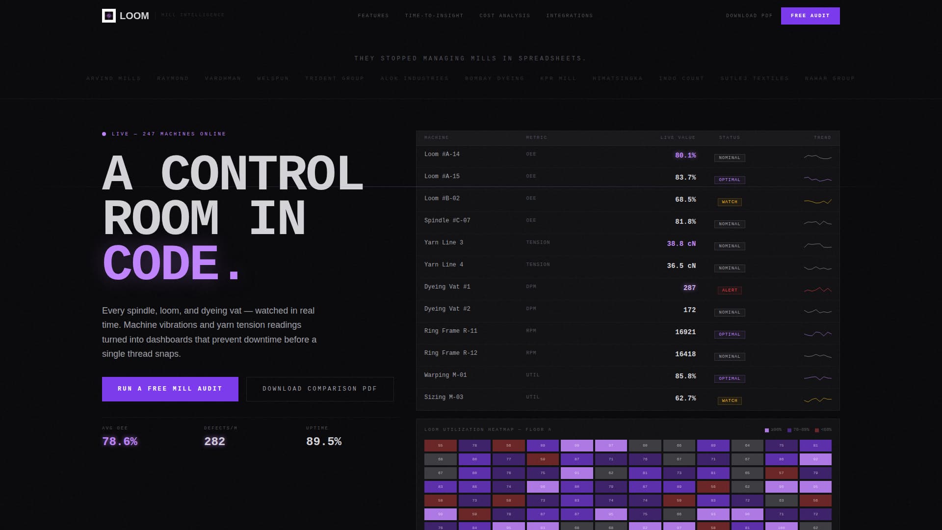 Loom - Brutalist Mill Landing Page Template