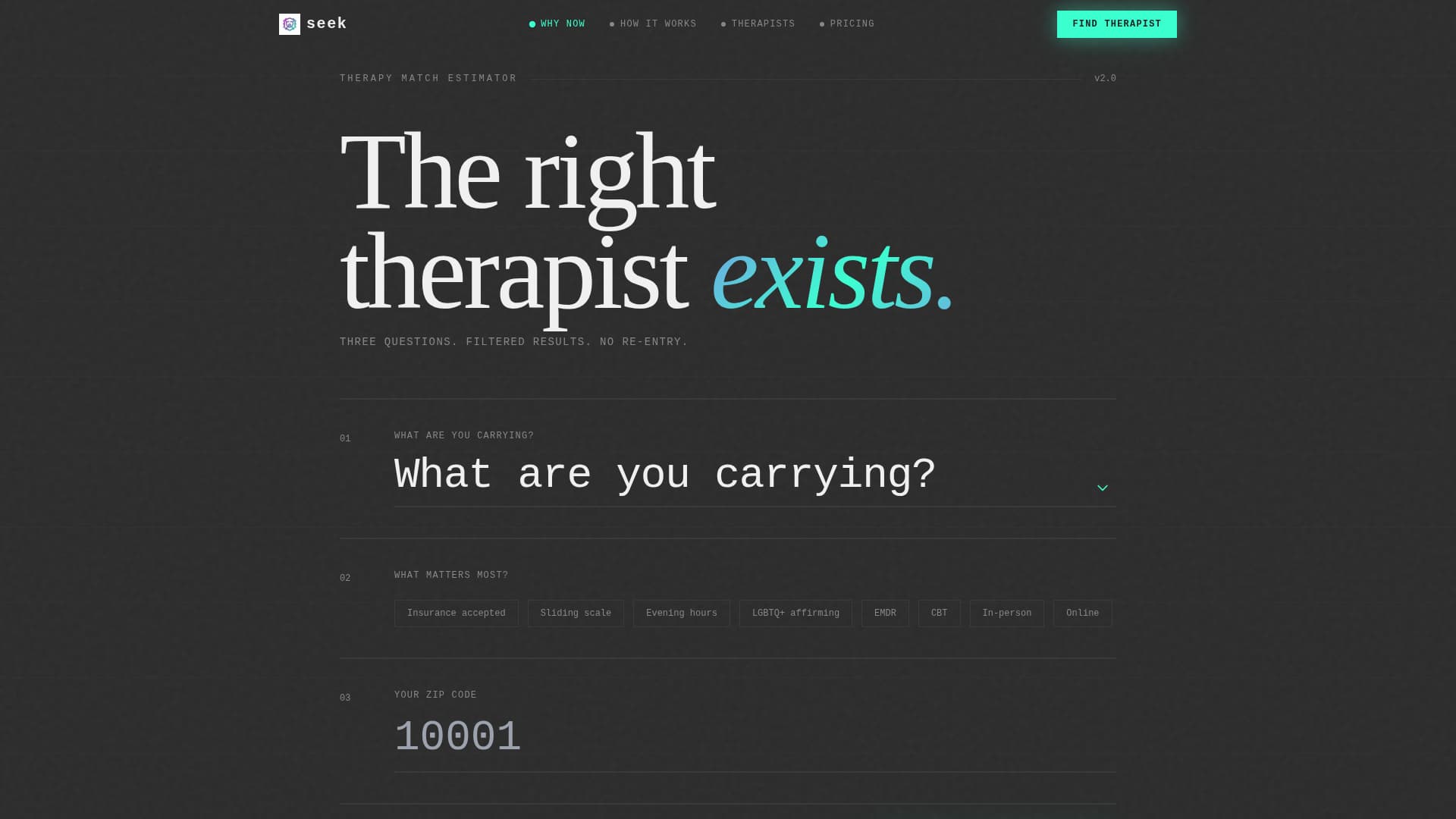 Seek - Powerful TherapistDirectory Landing Page Template