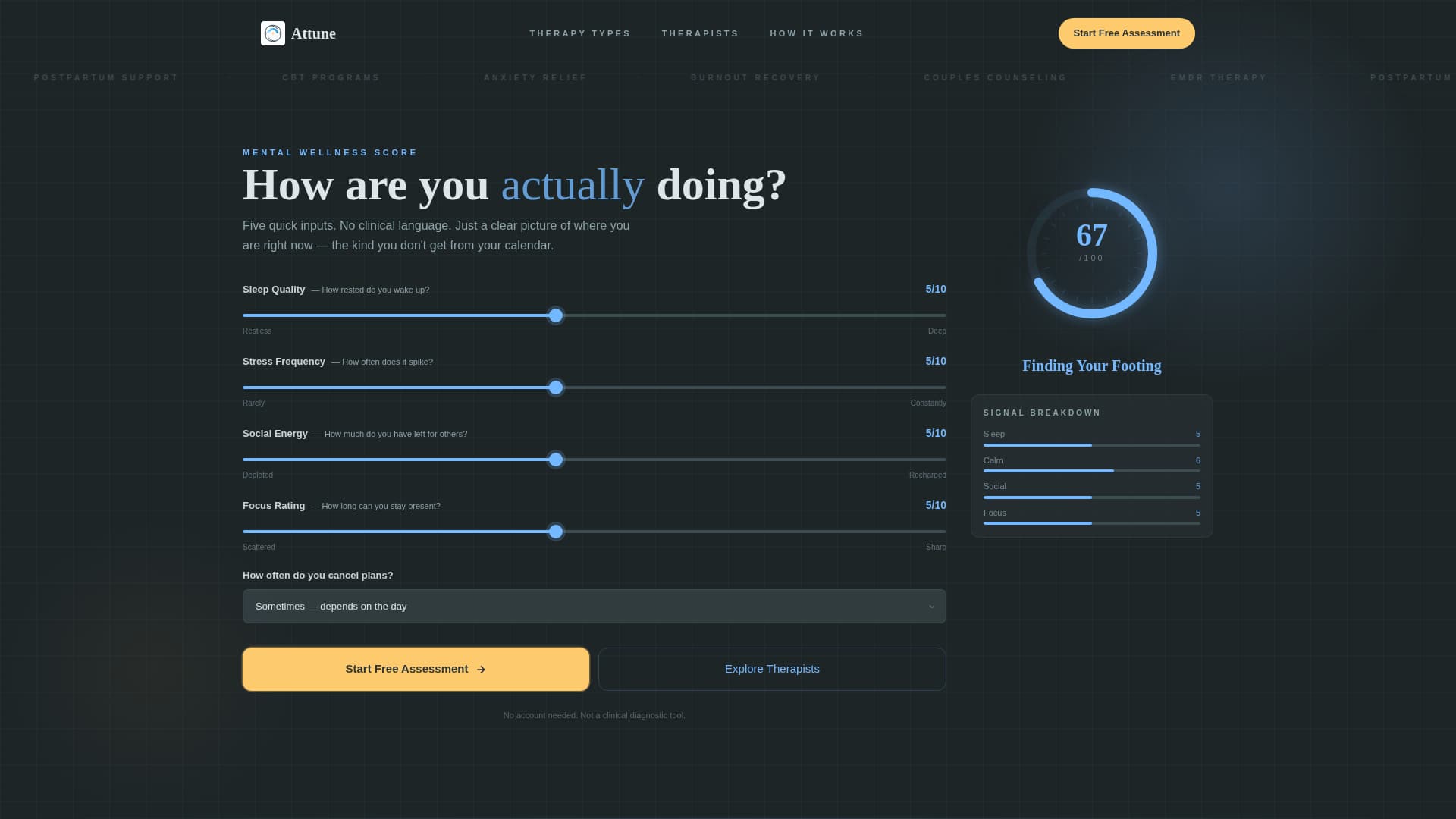 Attune - Insightful Therapy Landing Page Template