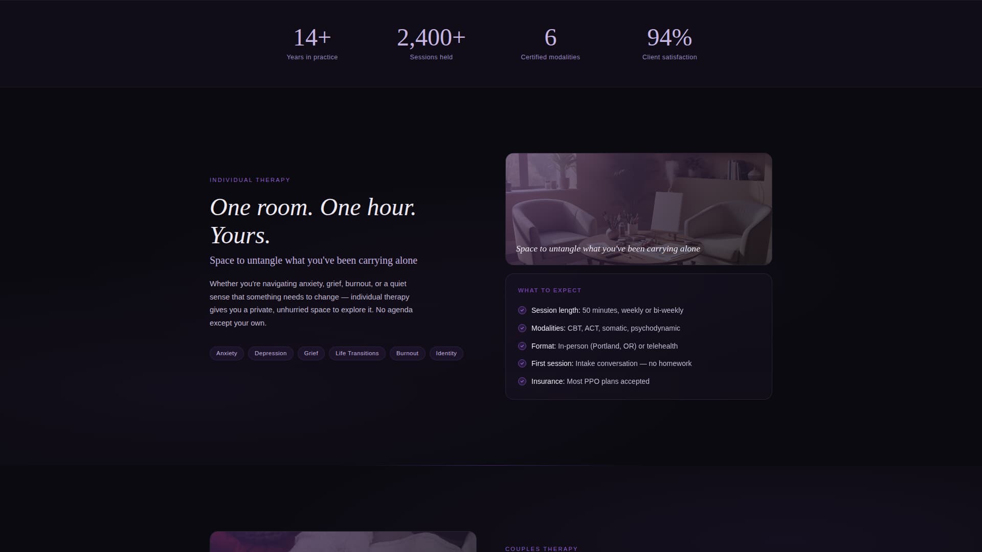 Presence - Calming Therapy Landing Page Template