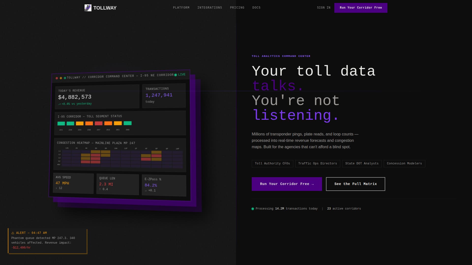 Tollway - Powerful Analytics Landing Page Template