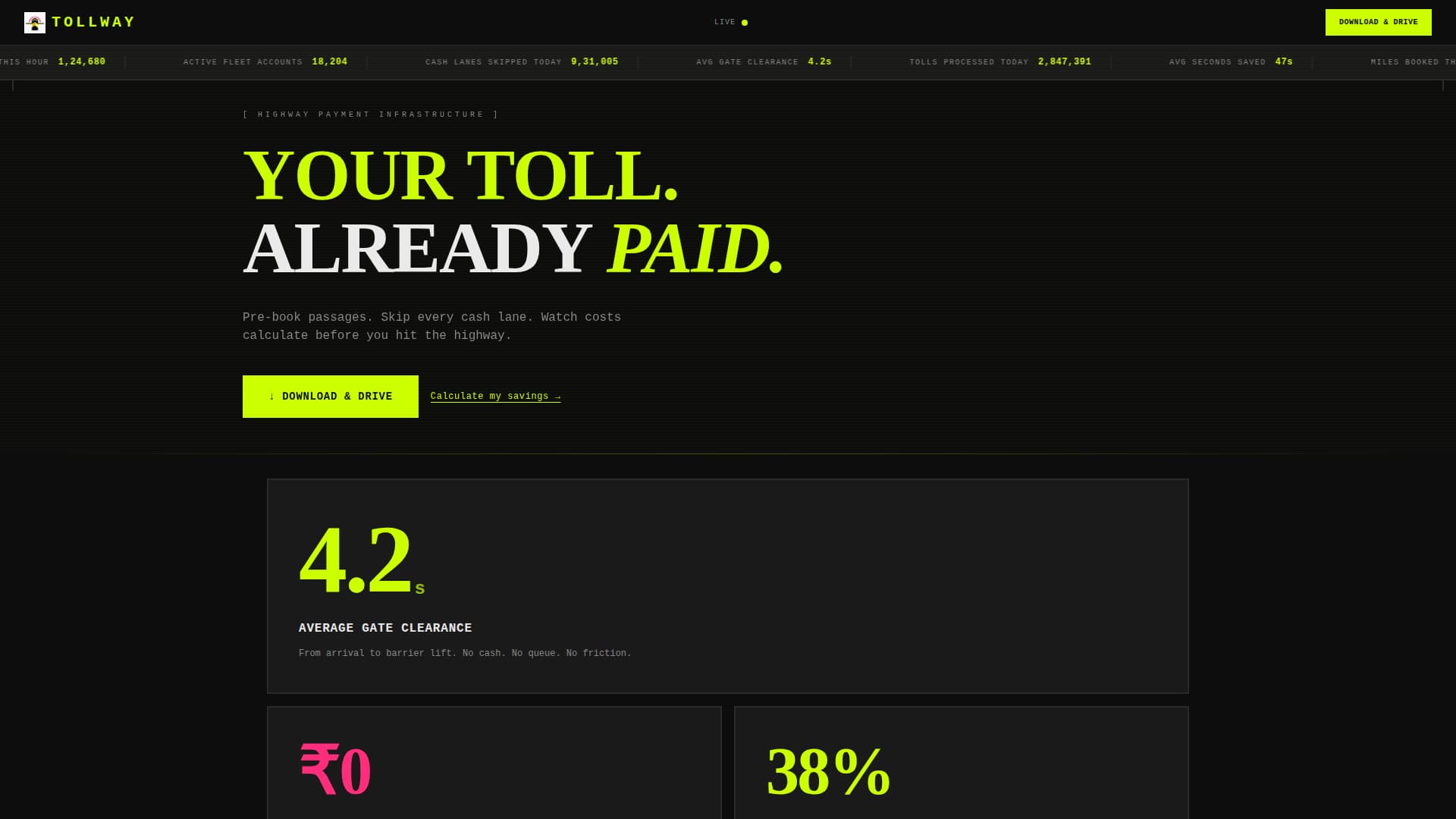 Tollway - Stats-First Commuter Landing Page Template