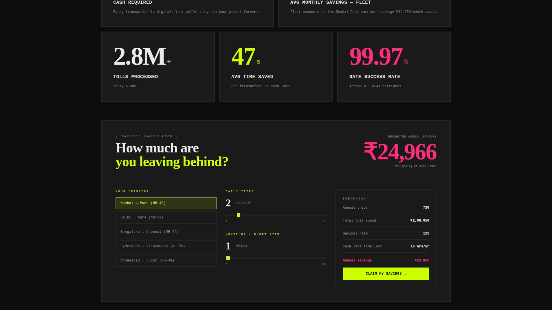 Tollway - Stats-First Commuter Landing Page Template