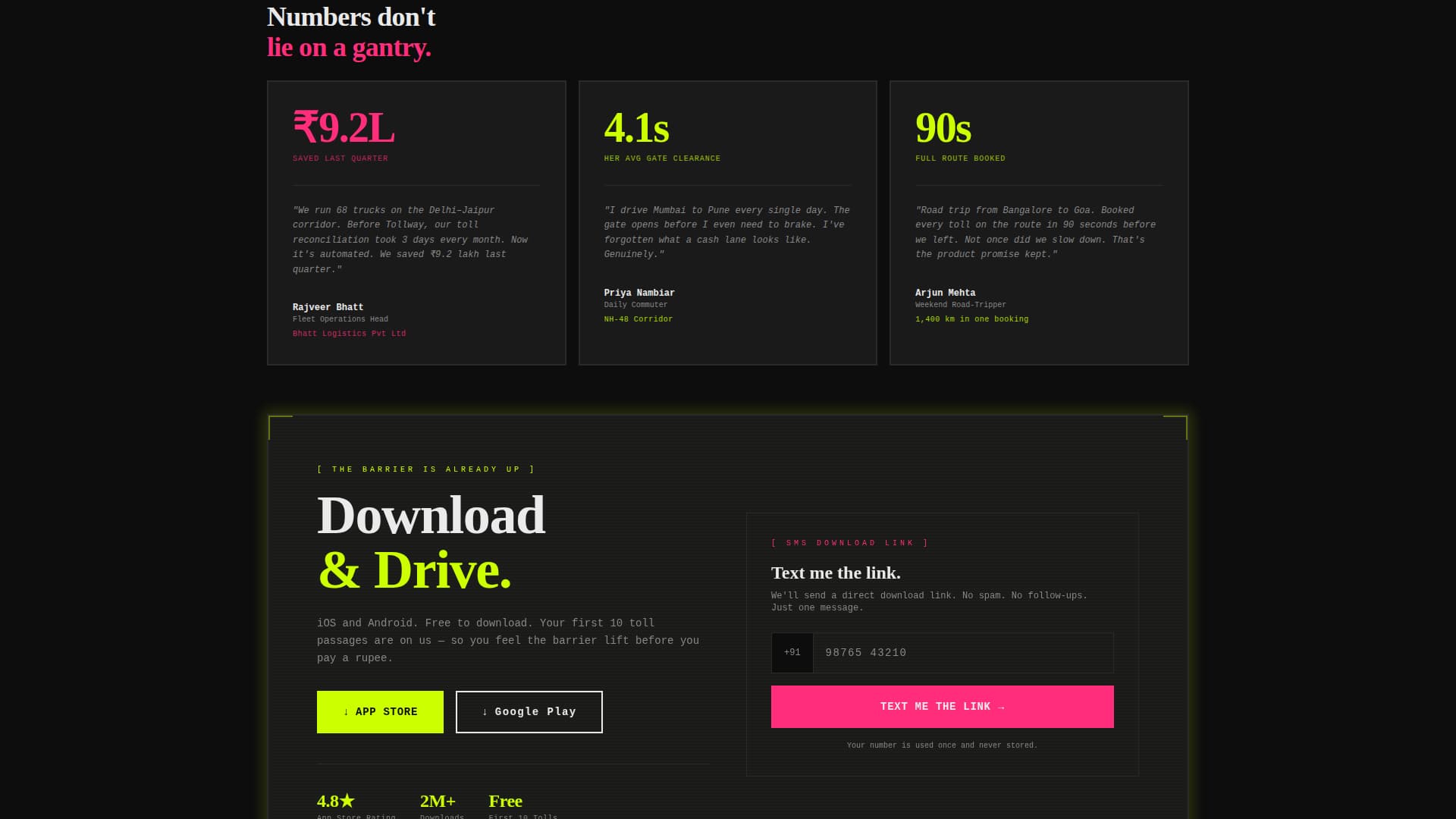 Tollway - Stats-First Commuter Landing Page Template