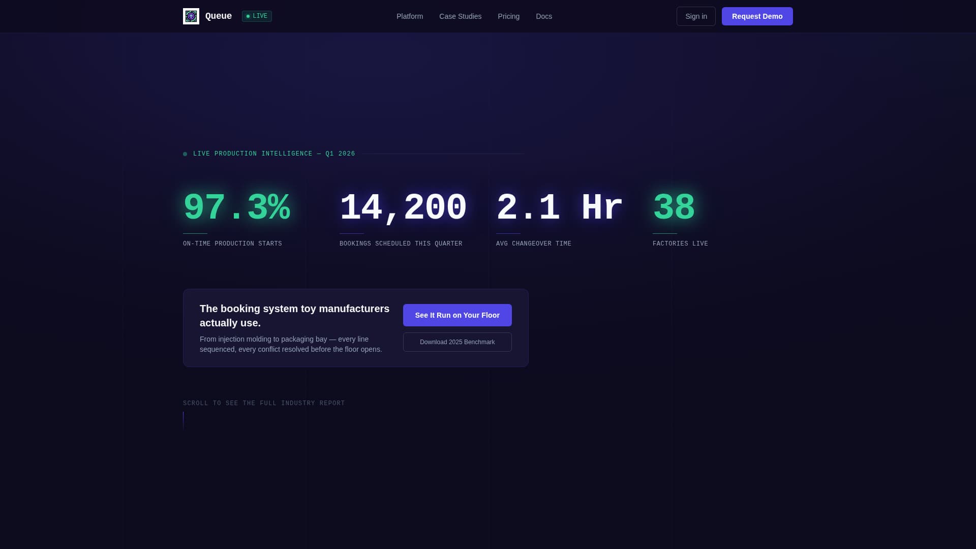 Queue - Powerful Manufacturing Landing Page Template