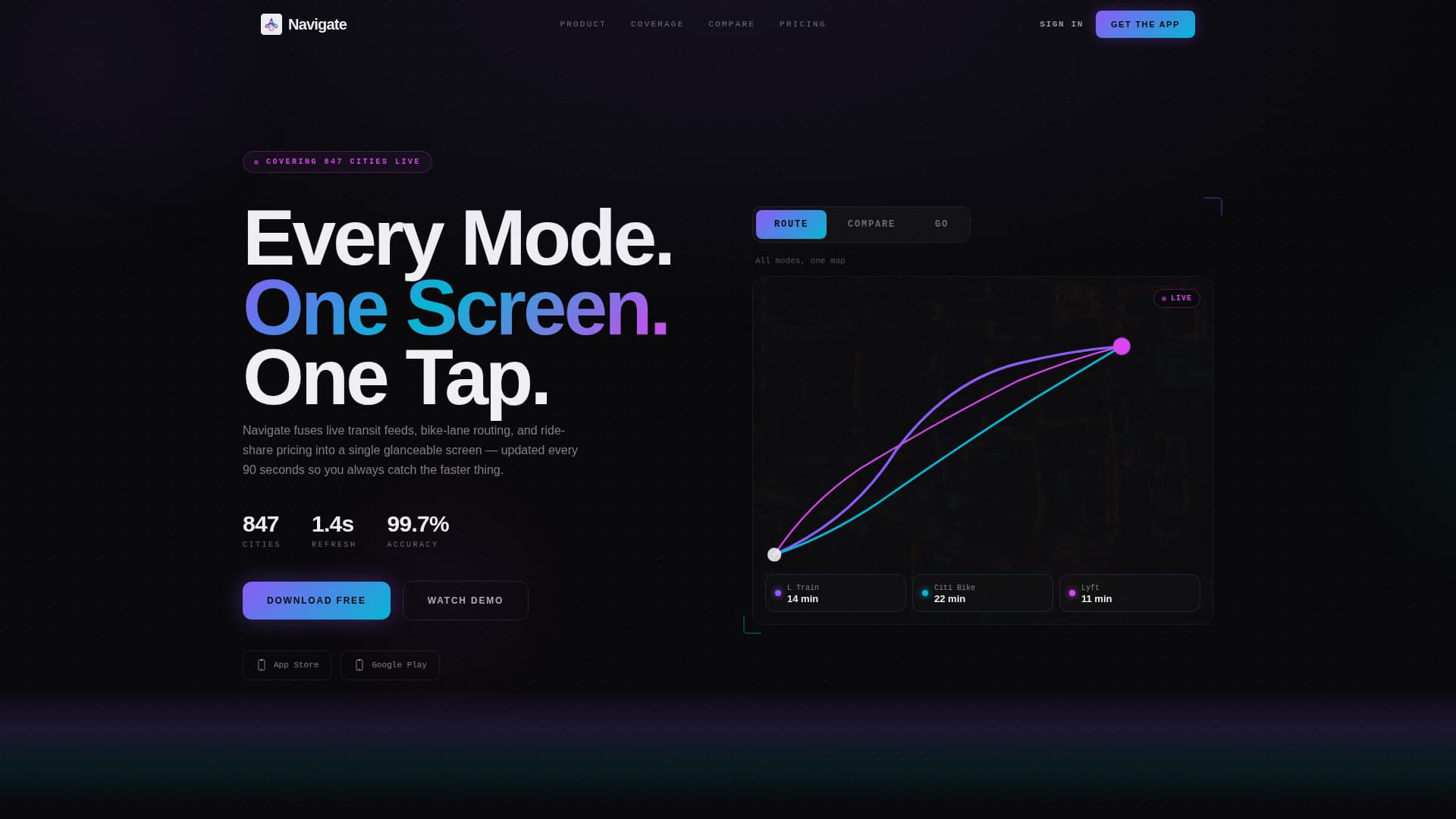 Navigate - Dynamic Transit Landing Page Template