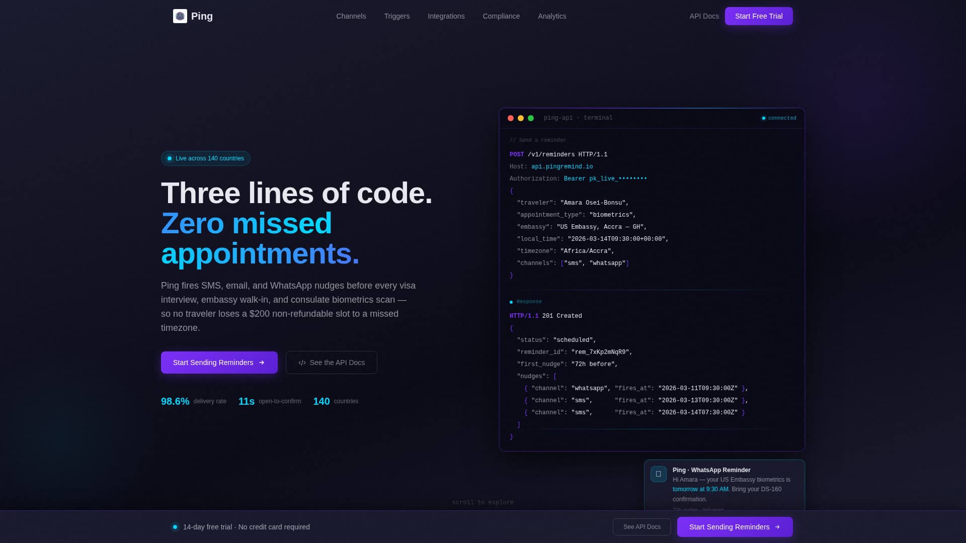 Ping - Intelligent Appointment Landing Page Template