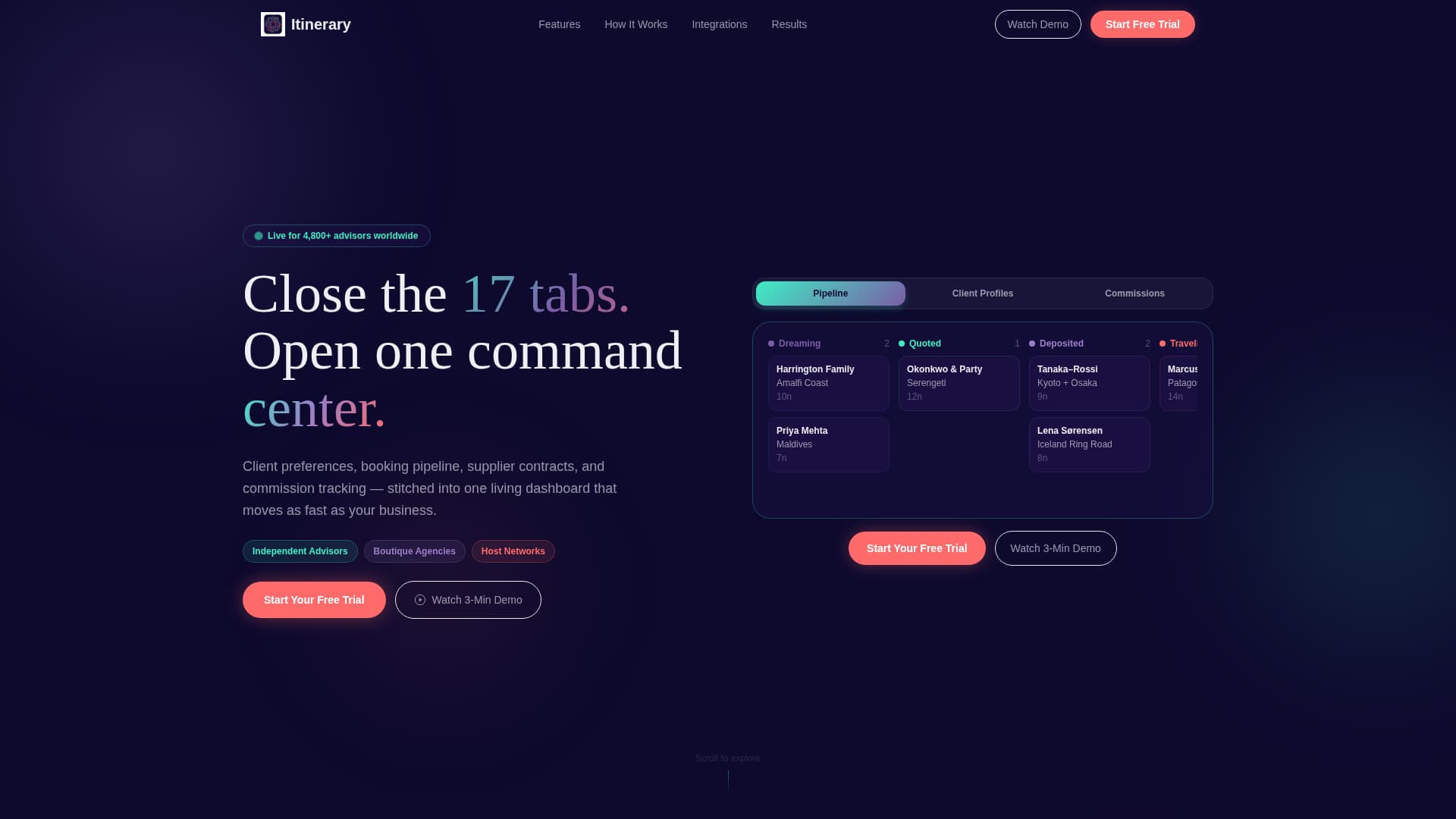 Itinerary - Powerful Travel CRM Landing Page Template