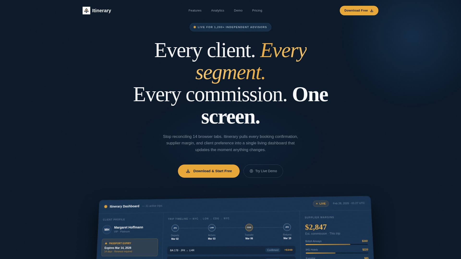 Itinerary - Powerful Travelmanagement Landing Page Template