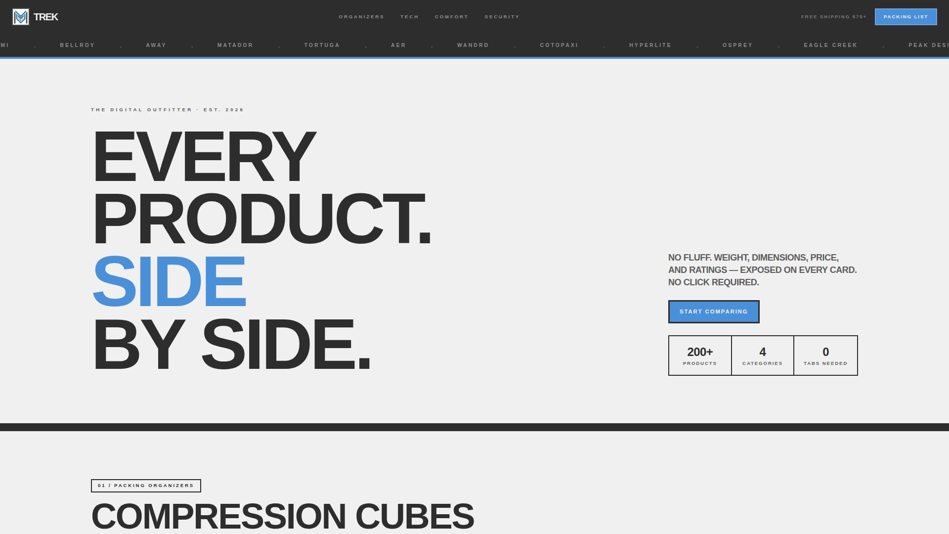 Trek - Brutalist Travel Landing Page Template