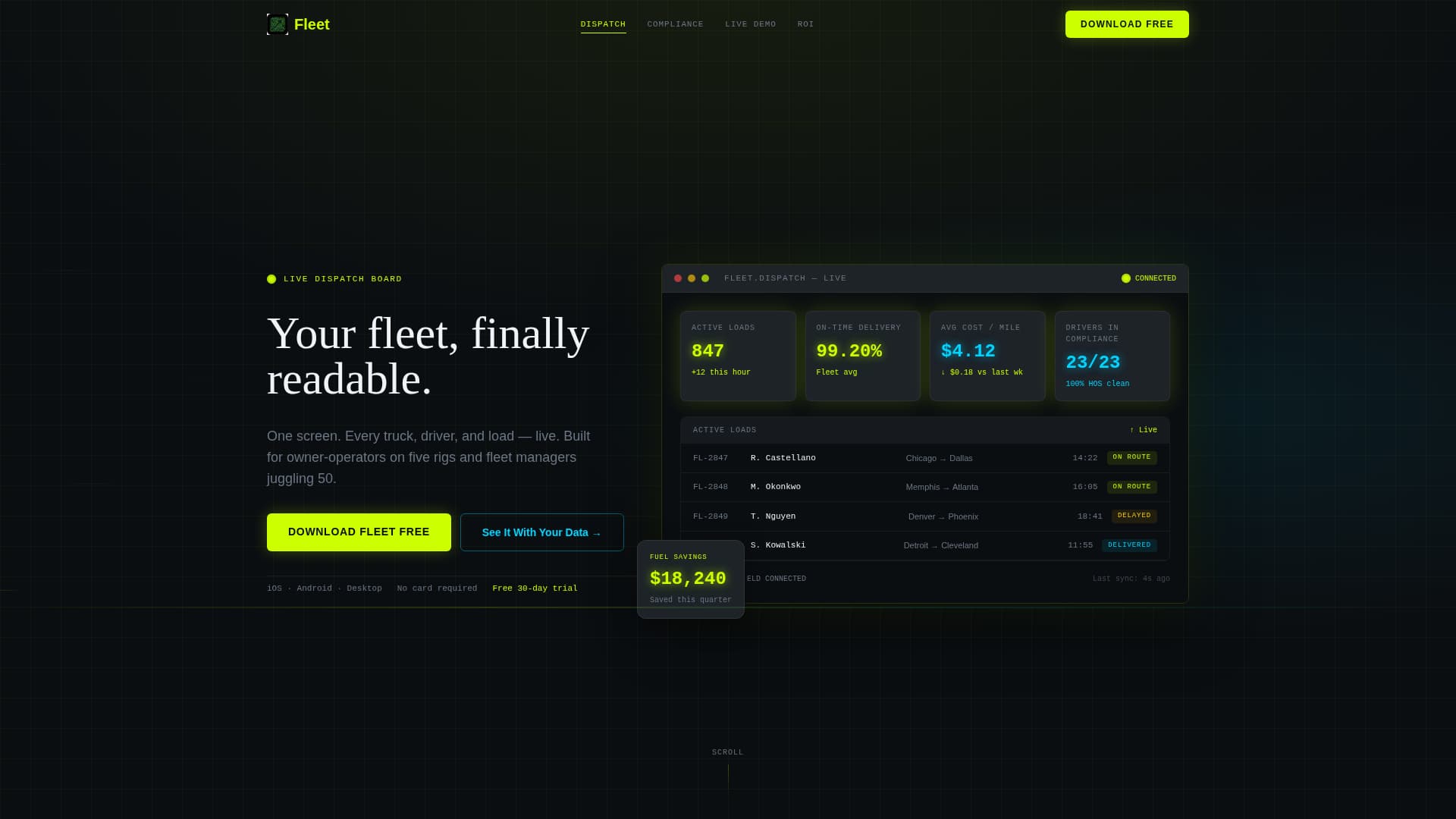 Fleet - Powerful Trucking Landing Page Template