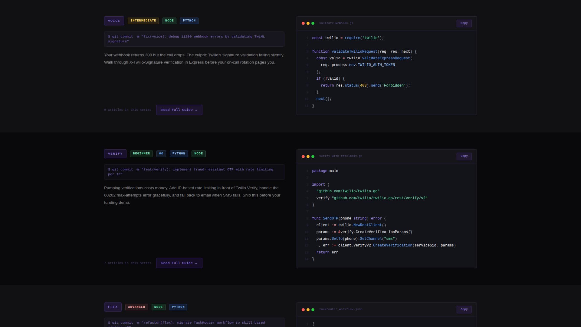 Twilio - Dynamic Developer Landing Page Template