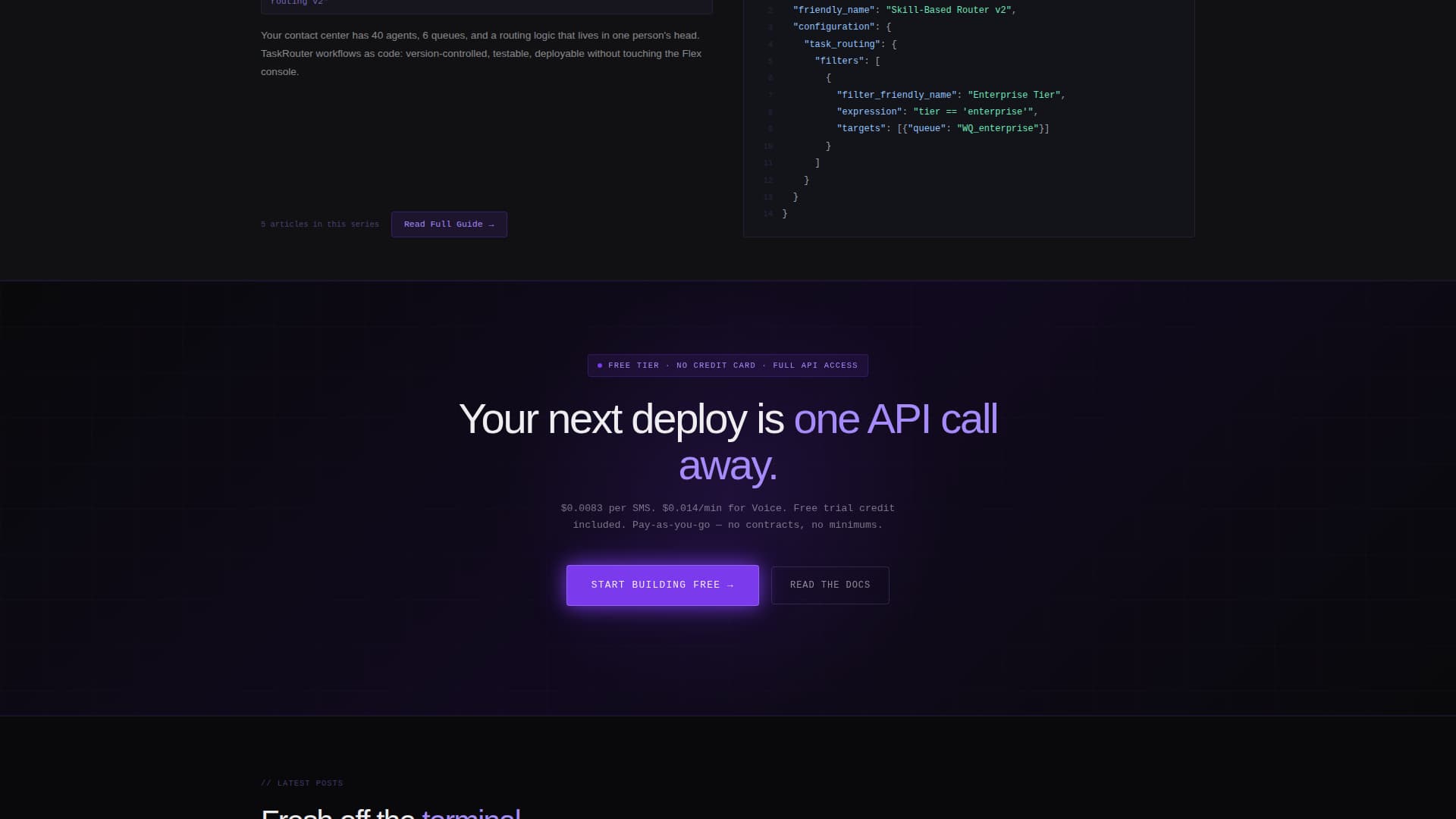 Twilio - Dynamic Developer Landing Page Template