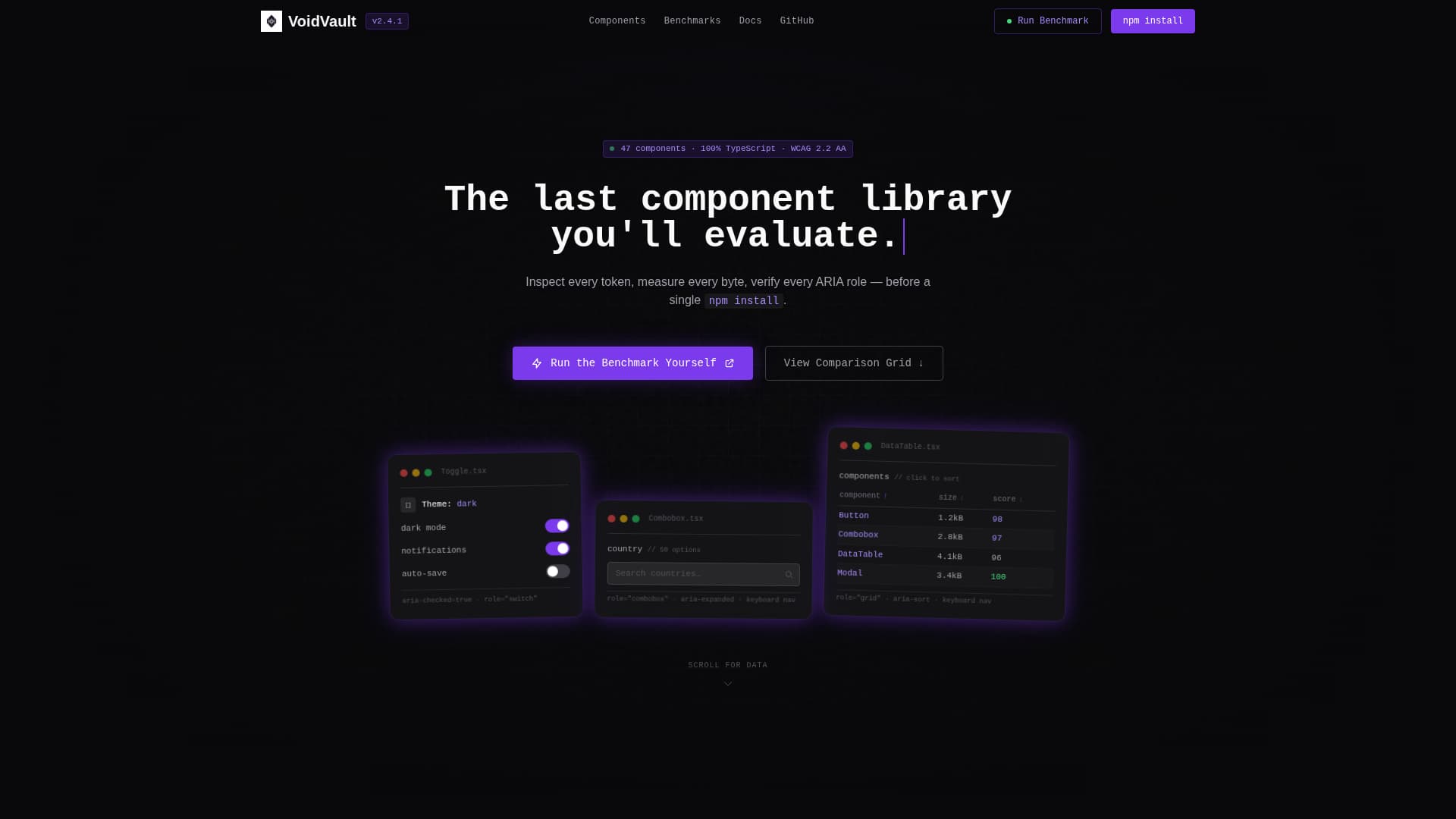 Voidvault - Powerful Component Landing Page Template