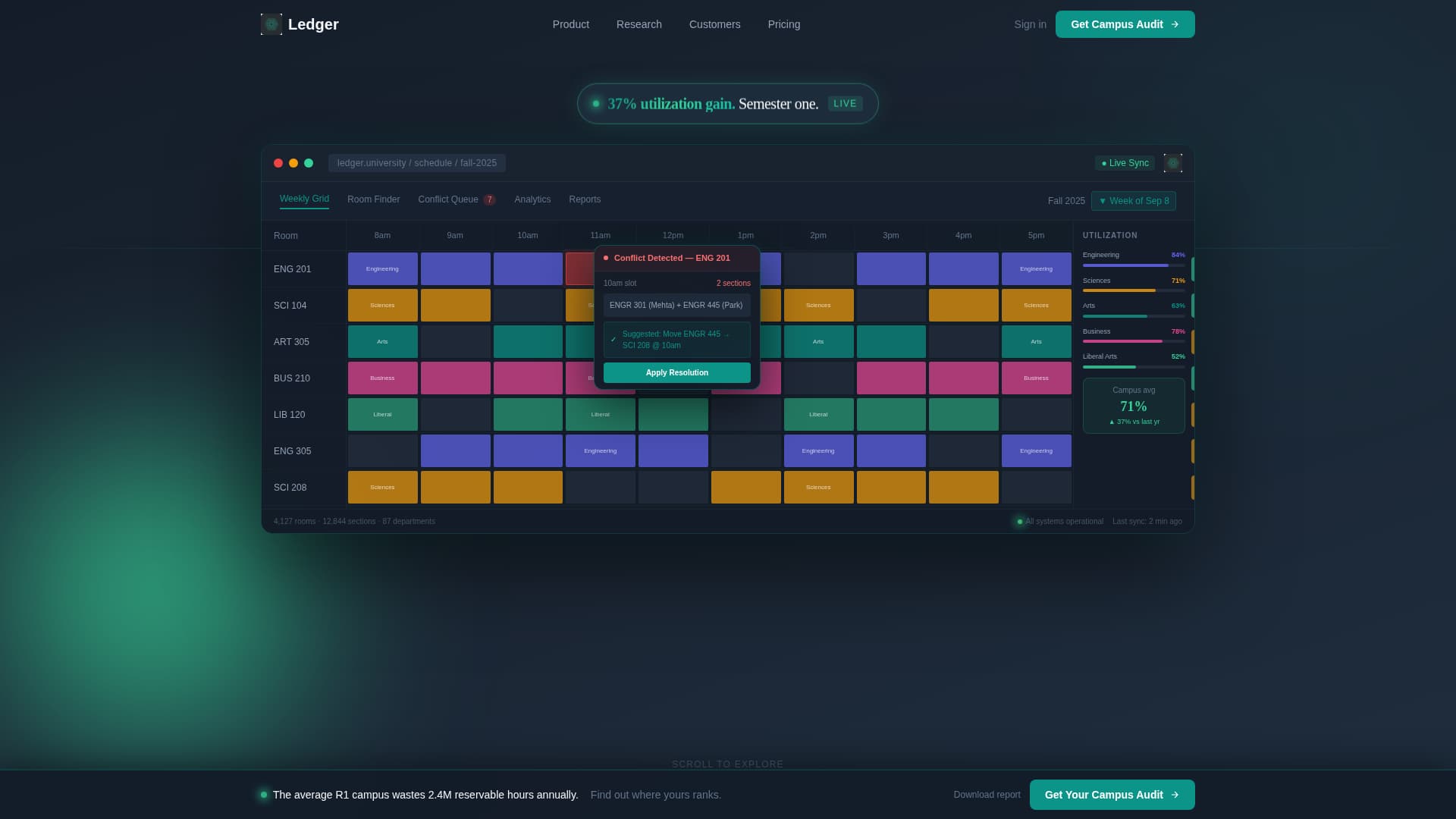 Ledger - Powerful University Booking Landing Page Template