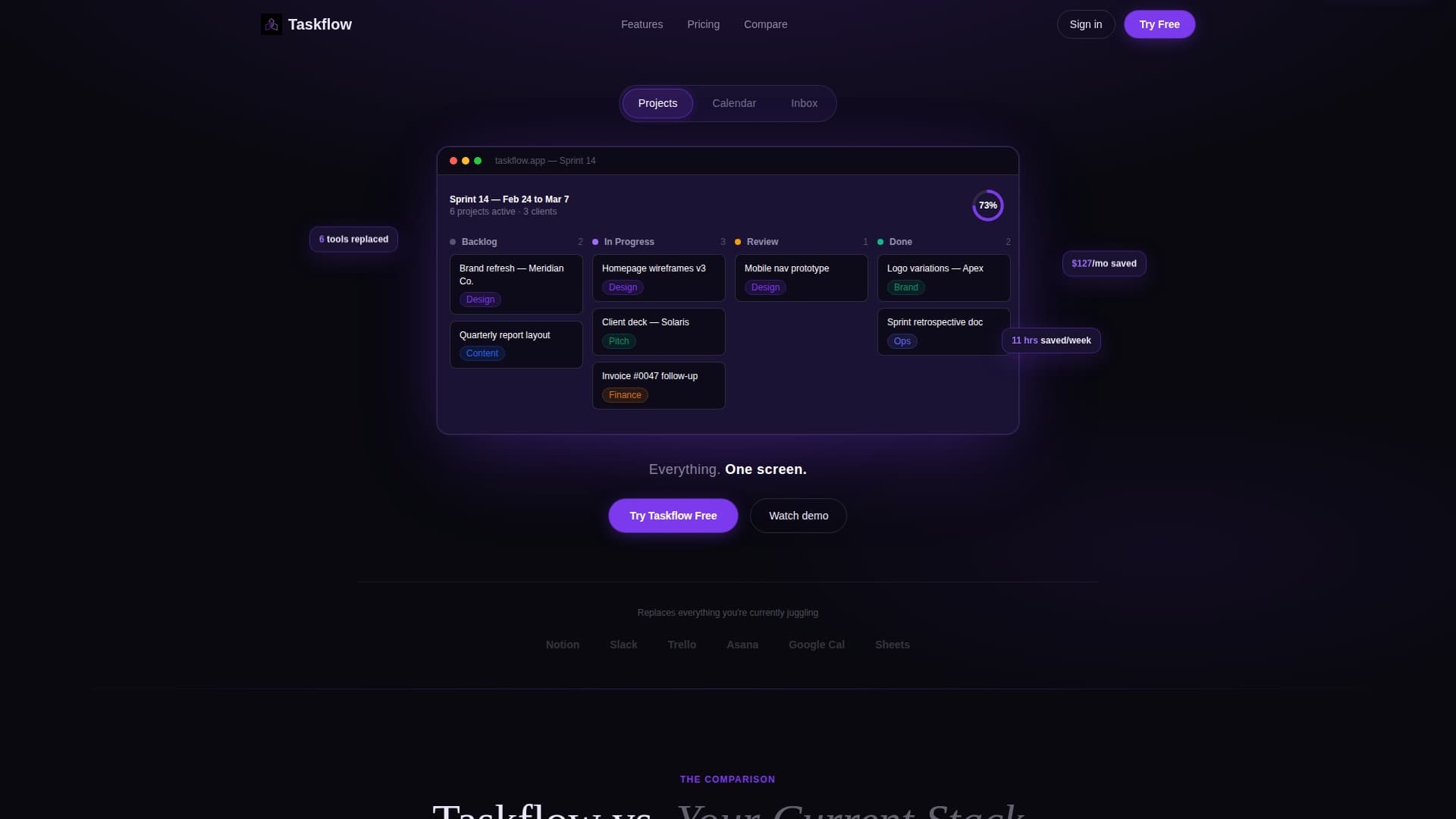 Taskflow - Powerful Productivity Landing Page Template