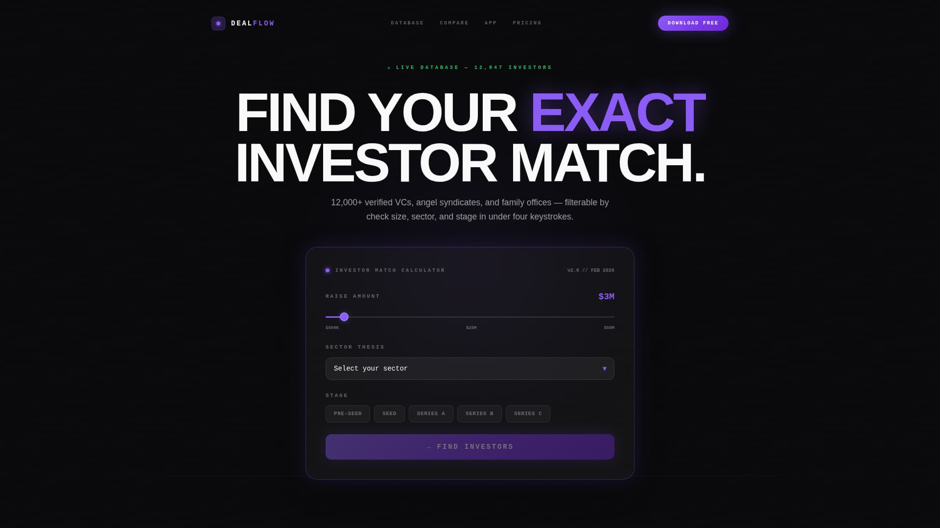 Dealflow - Powerful Investor Database Landing Page Template