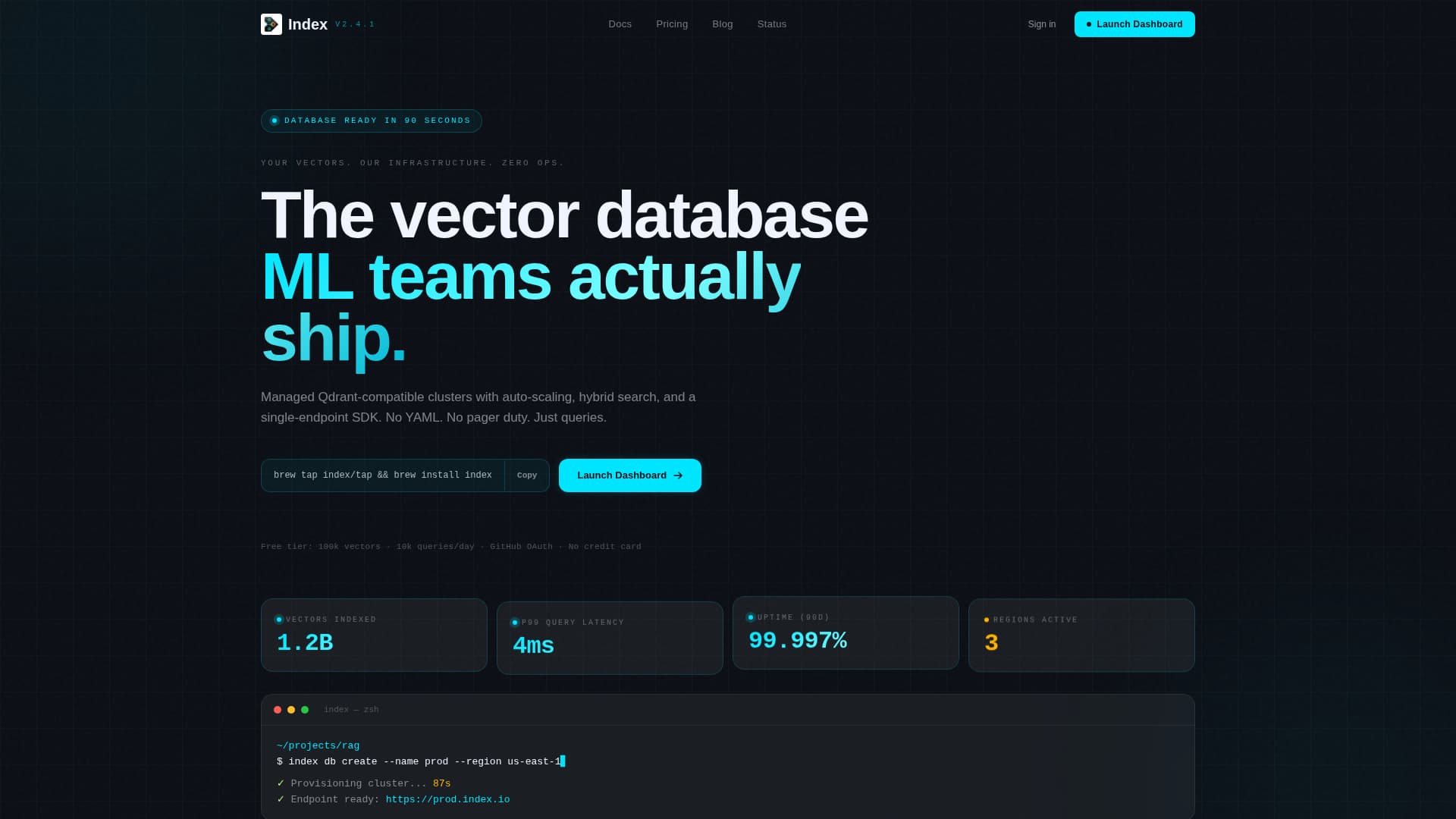Index - Powerful Vectordatabase Landing Page Template