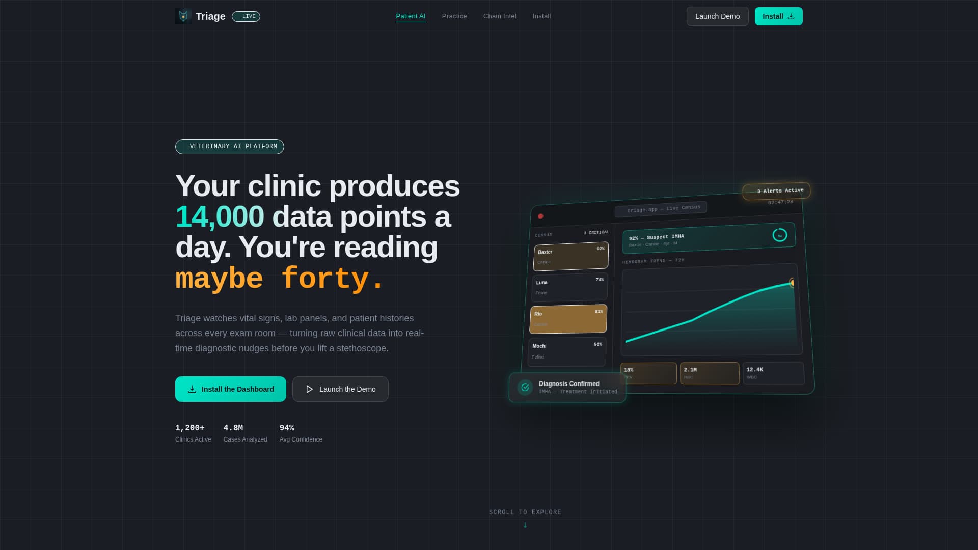 Triage - Realtime Veterinaryanalytics Landing Page Template