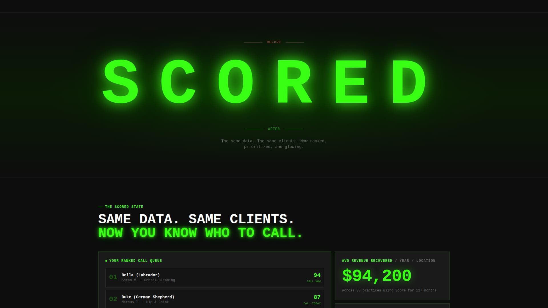 Score - Powerful Veterinary Landing Page Template