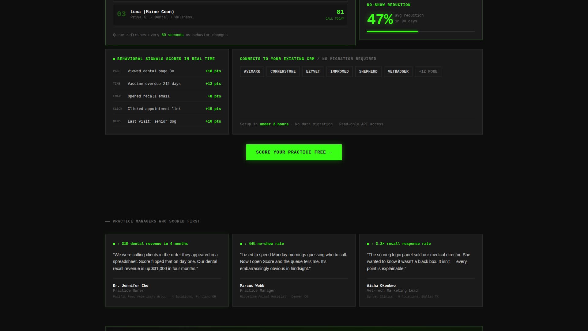 Score - Powerful Veterinary Landing Page Template