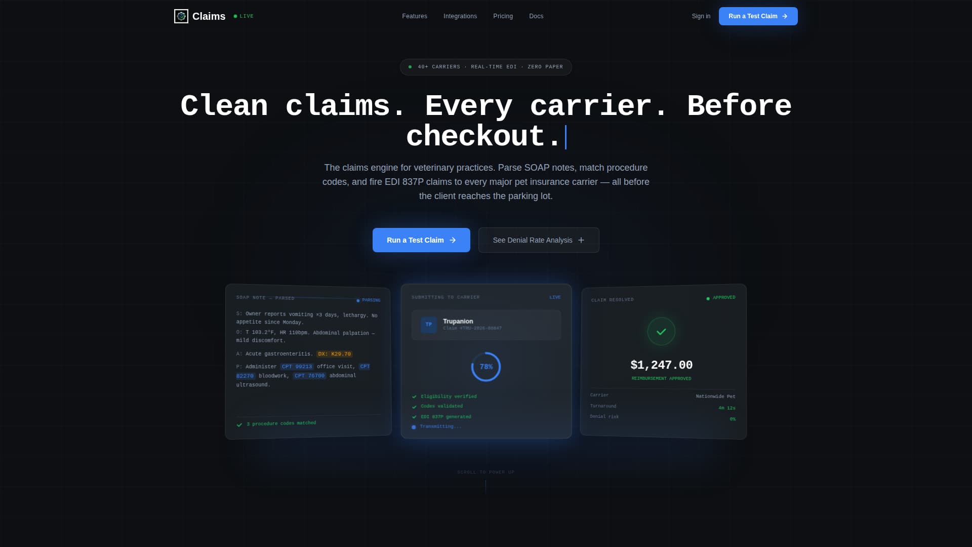 Claims - Precision Veterinary Landing Page Template