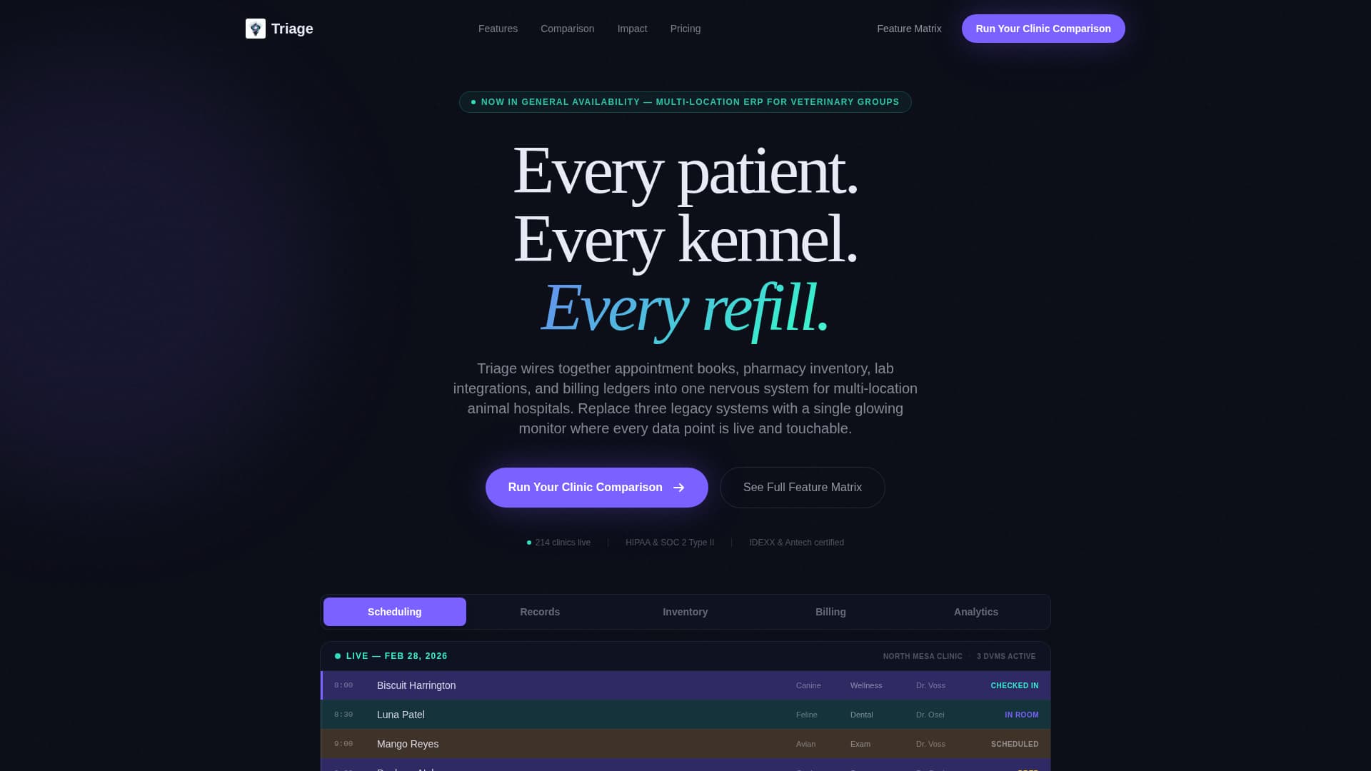 Triage - Powerful Veterinary ERP Landing Page Template