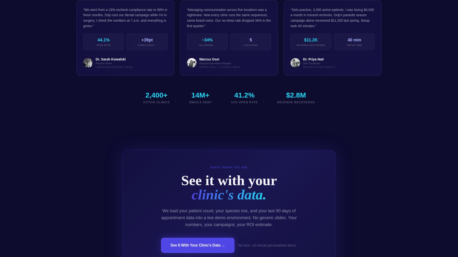 Drip - Automated Veterinary Landing Page Template