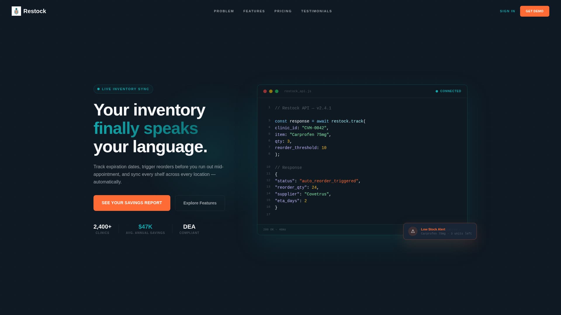 Restock - Powerful Veterinary Landing Page Template