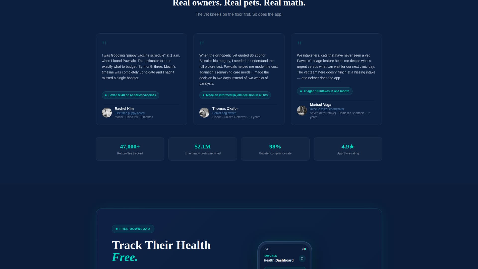 Pawcalc - Dynamic Veterinary Landing Page Template