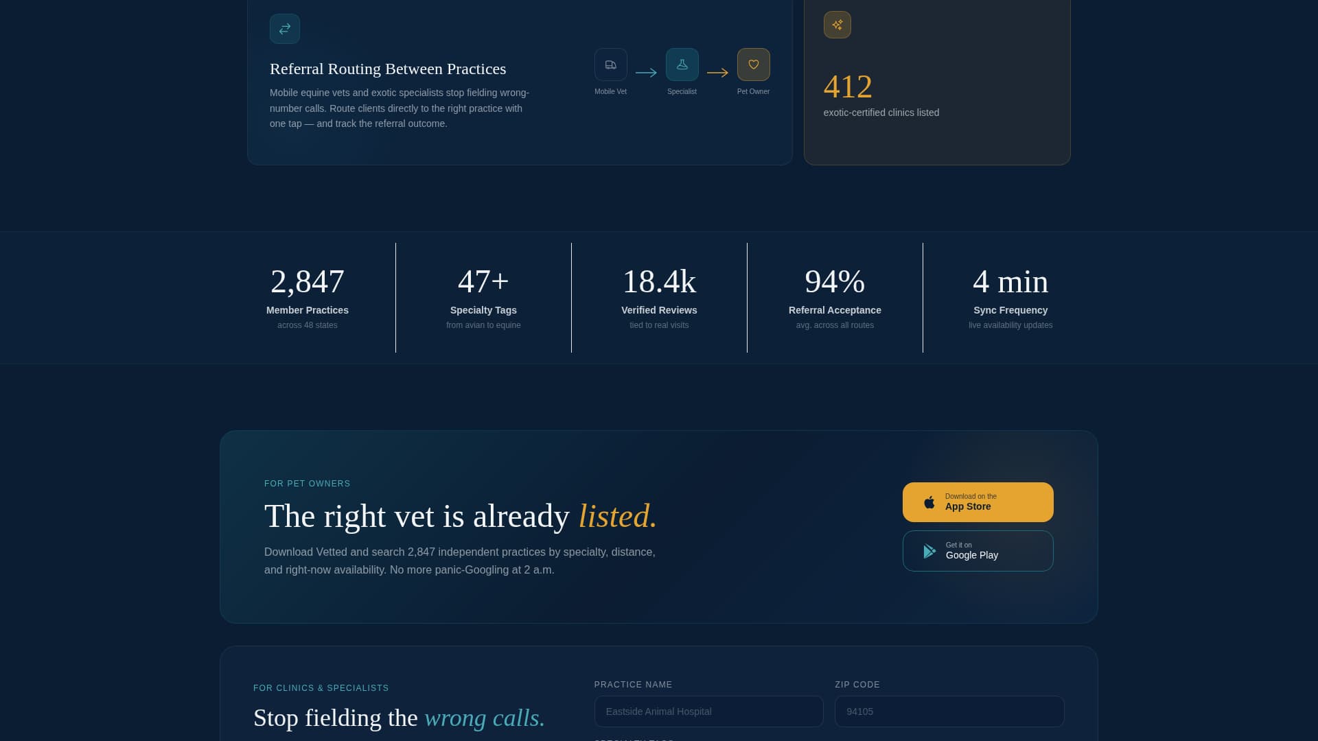 Vetted - Trusted Veterinary Landing Page Template