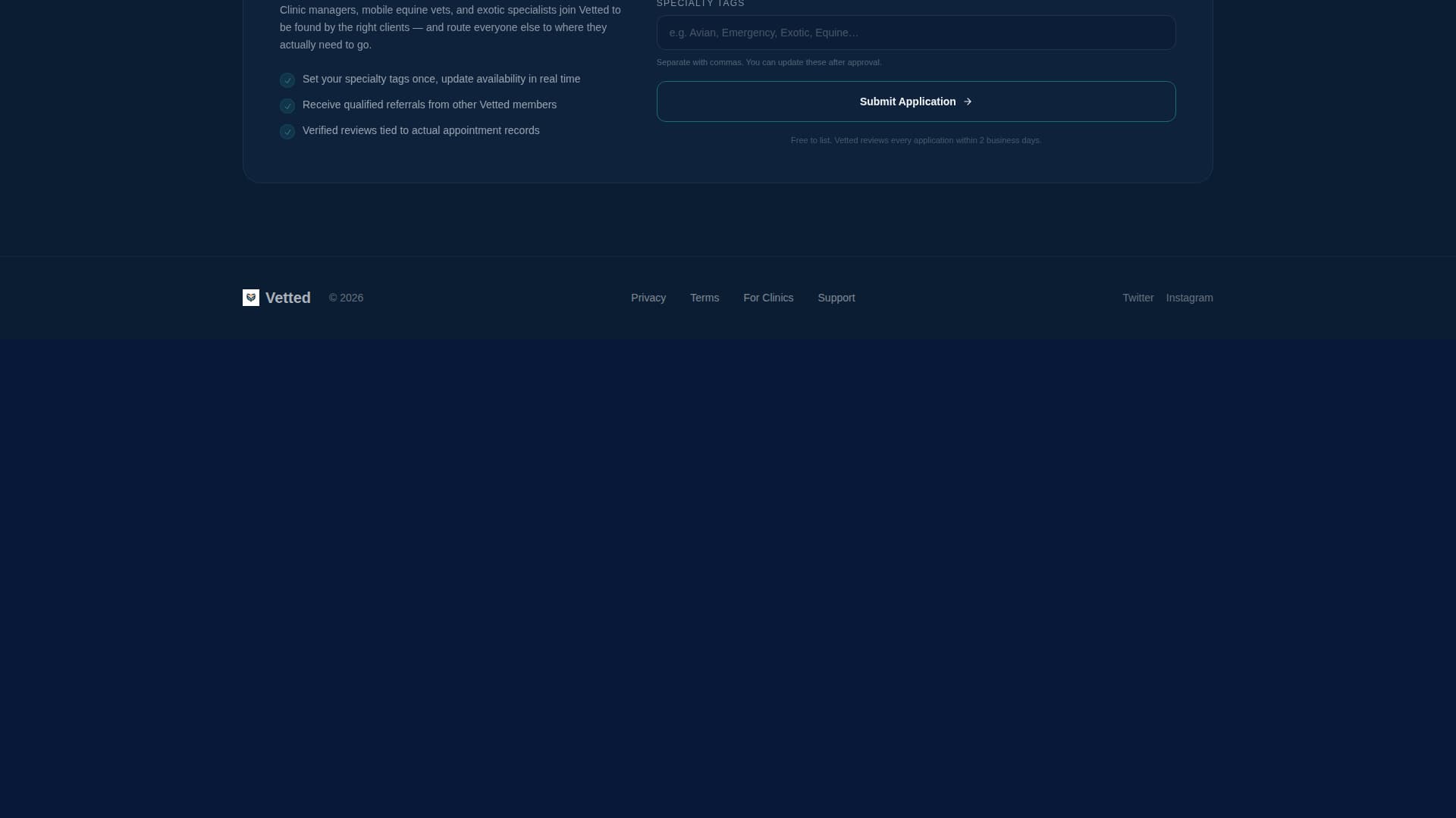 Vetted - Trusted Veterinary Landing Page Template