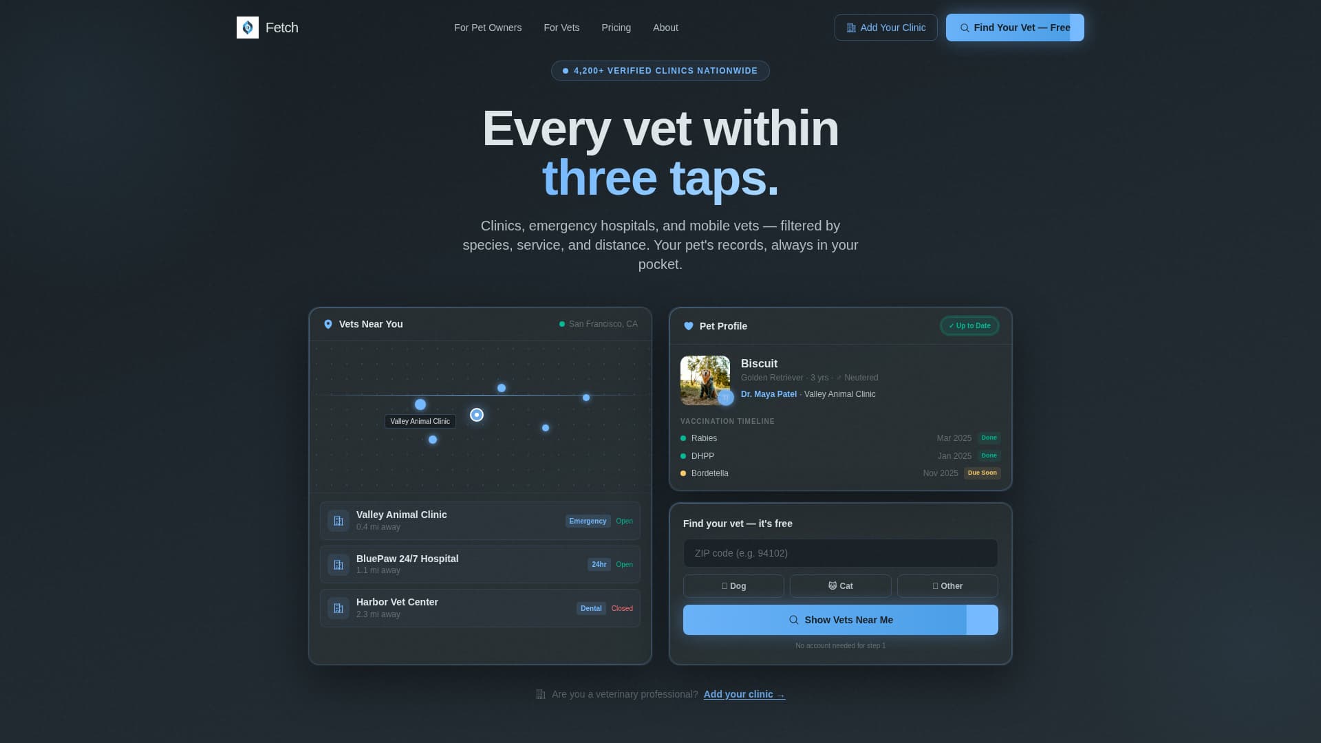 Fetch - Trusted Veterinary Landing Page Template