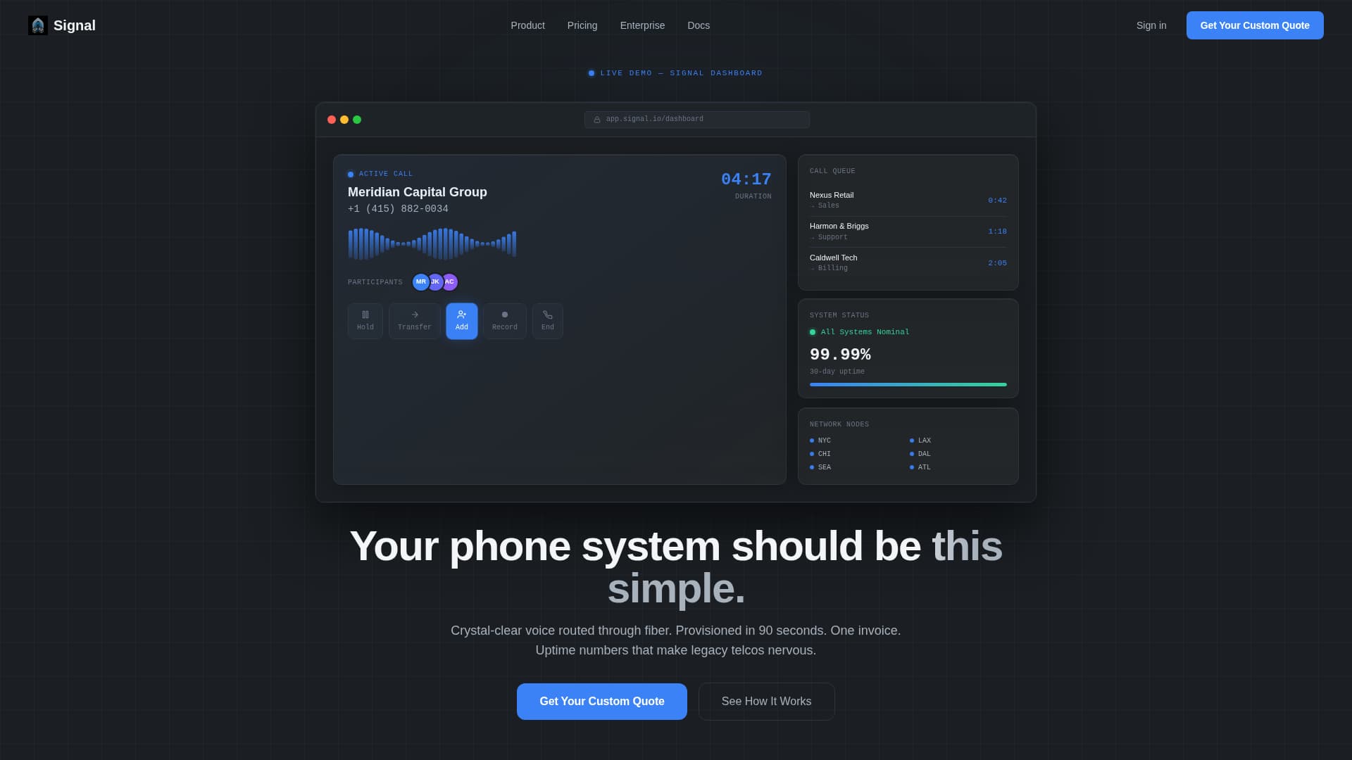 Signal - Powerful VoIP Landing Page Template