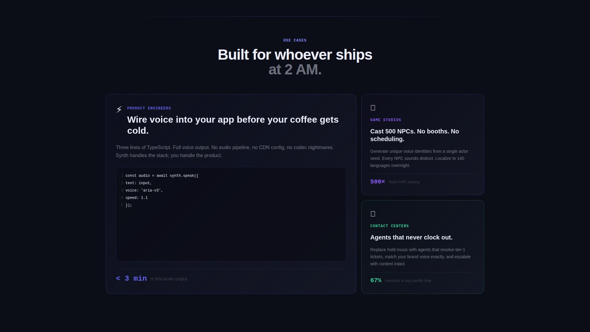 Synth - Powerful Voice AI Landing Page Template