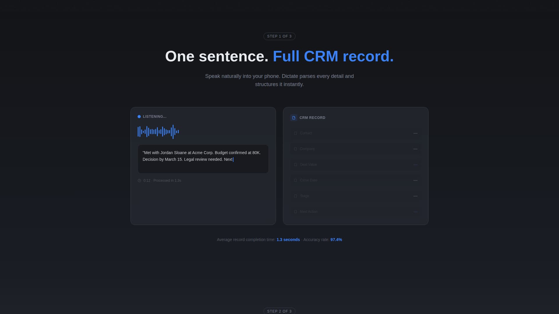Dictate - Frictionless CRM Landing Page Template