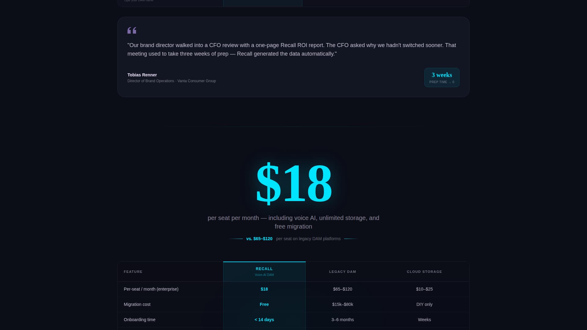 Recall - Powerful DAM Landing Page Template