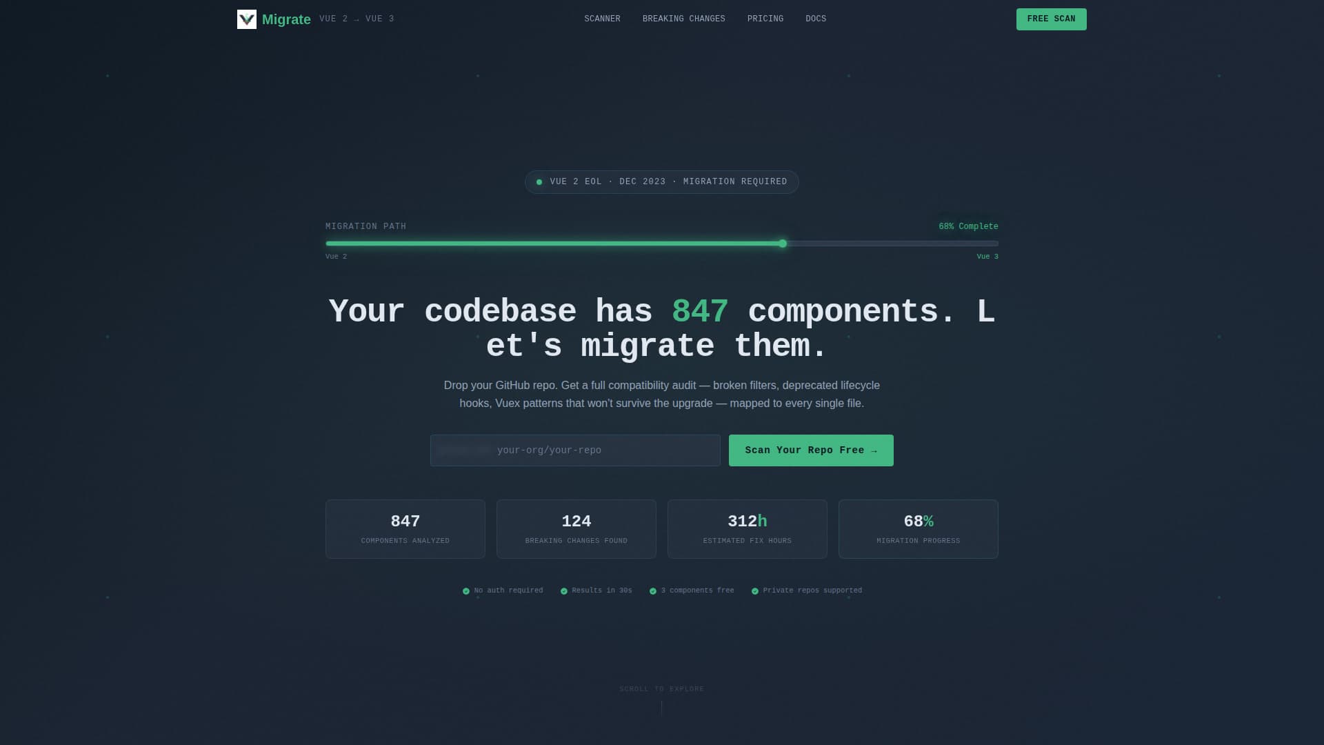 Migrate - Powerful Vue.js Landing Page Template