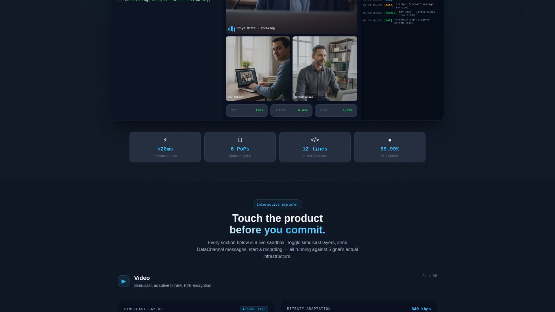 Signal - Powerful WebRTC Landing Page Template