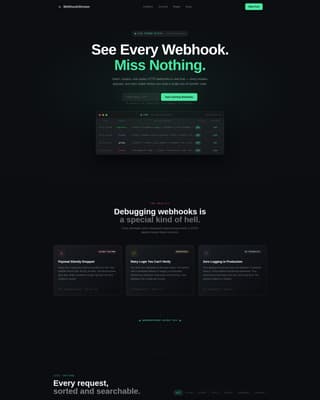 Webhookstream - Powerful Developer Landing Page Template