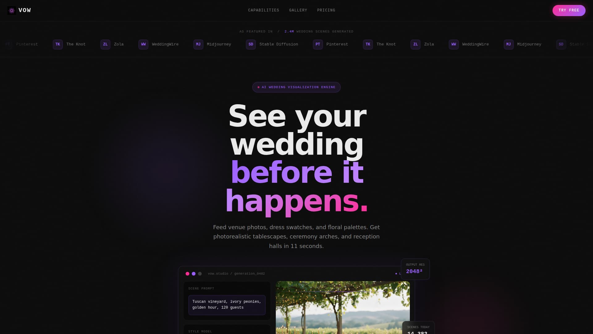 Vow - Photorealistic Wedding Landing Page Template