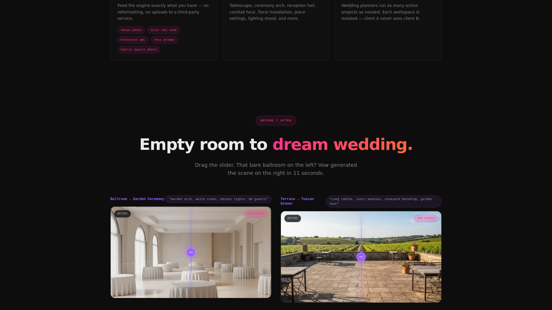 Vow - Photorealistic Wedding Landing Page Template