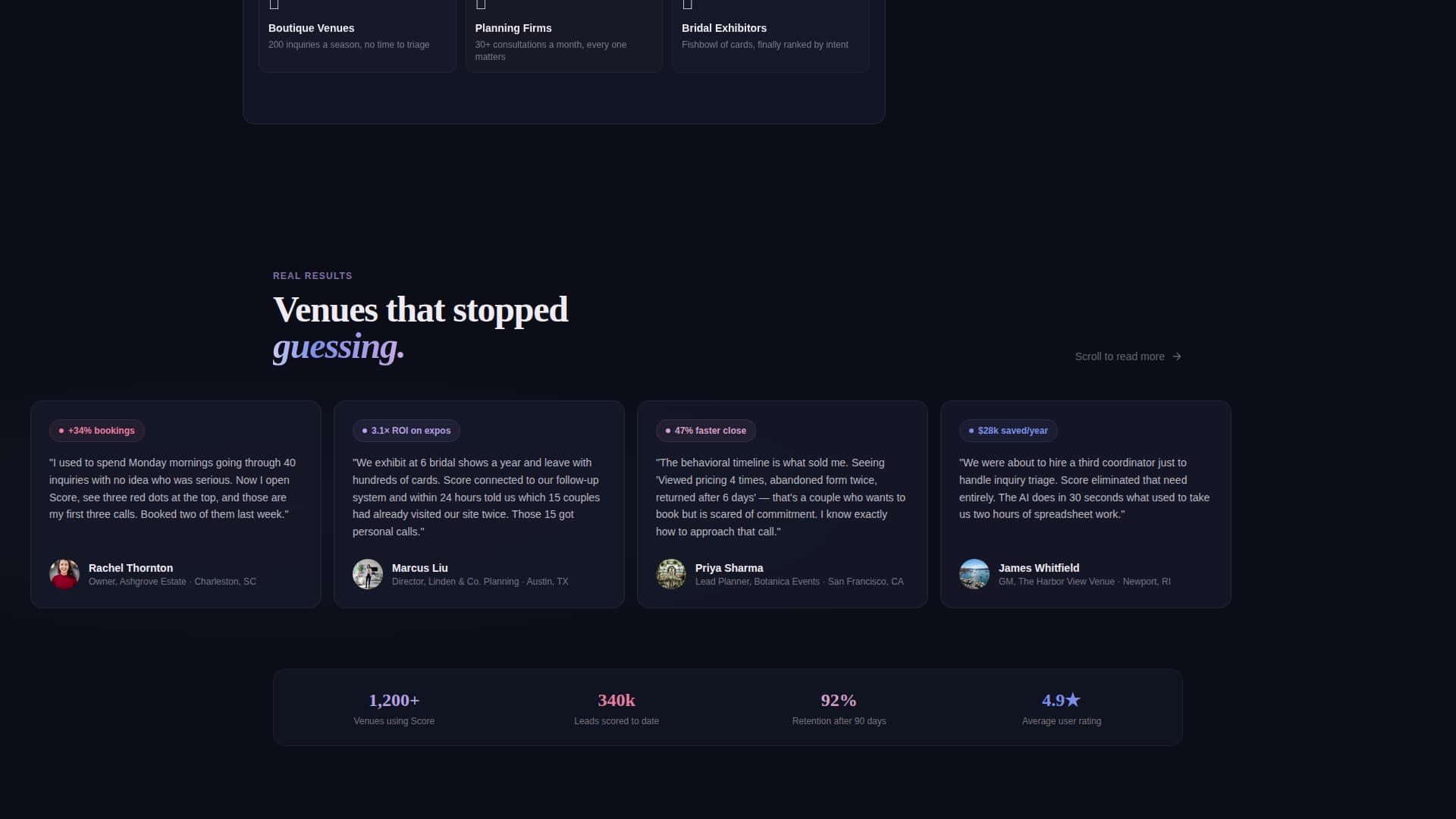 Score - Intelligent Wedding Landing Page Template