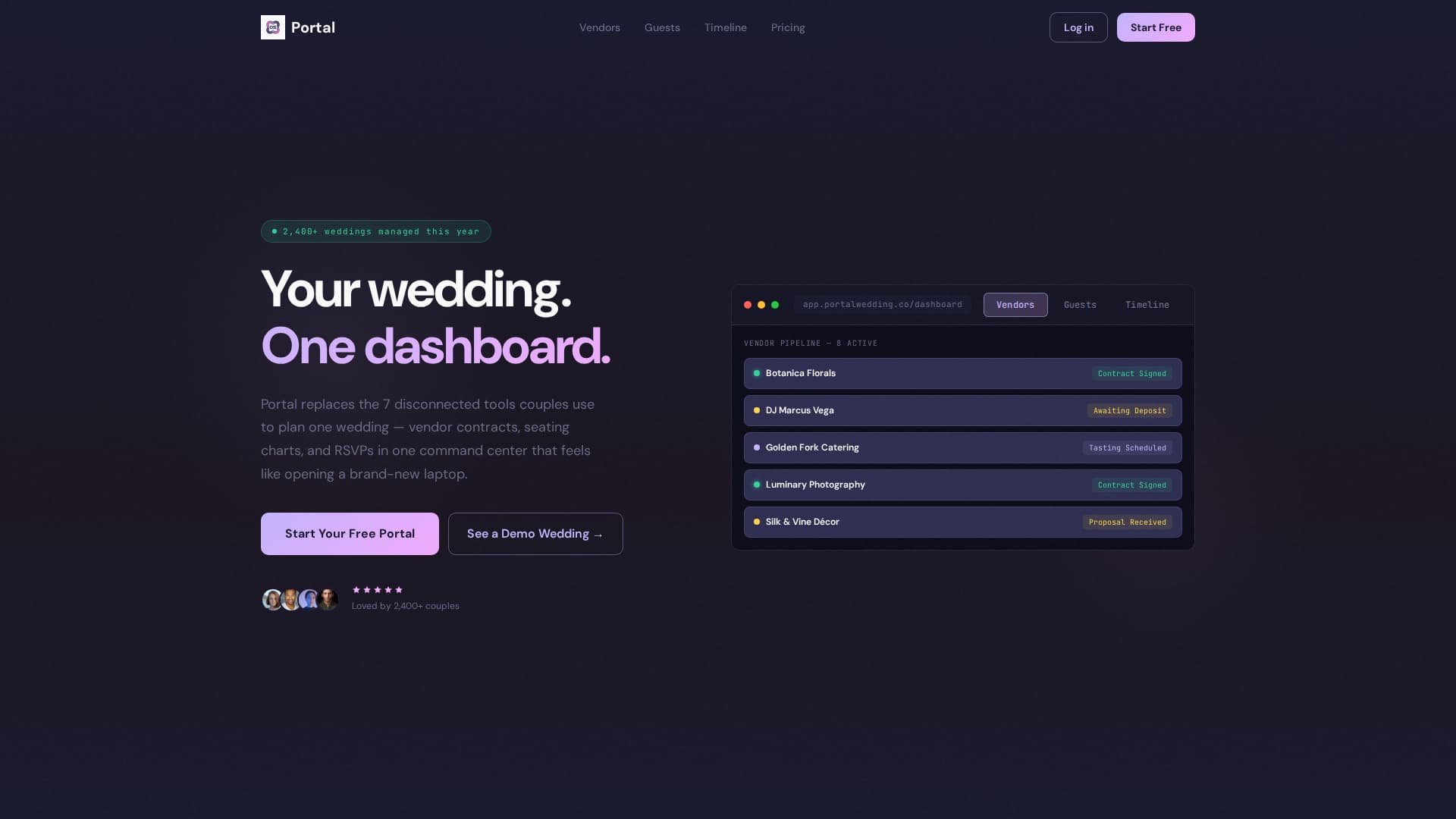 Portal - Seamless Wedding Landing Page Template