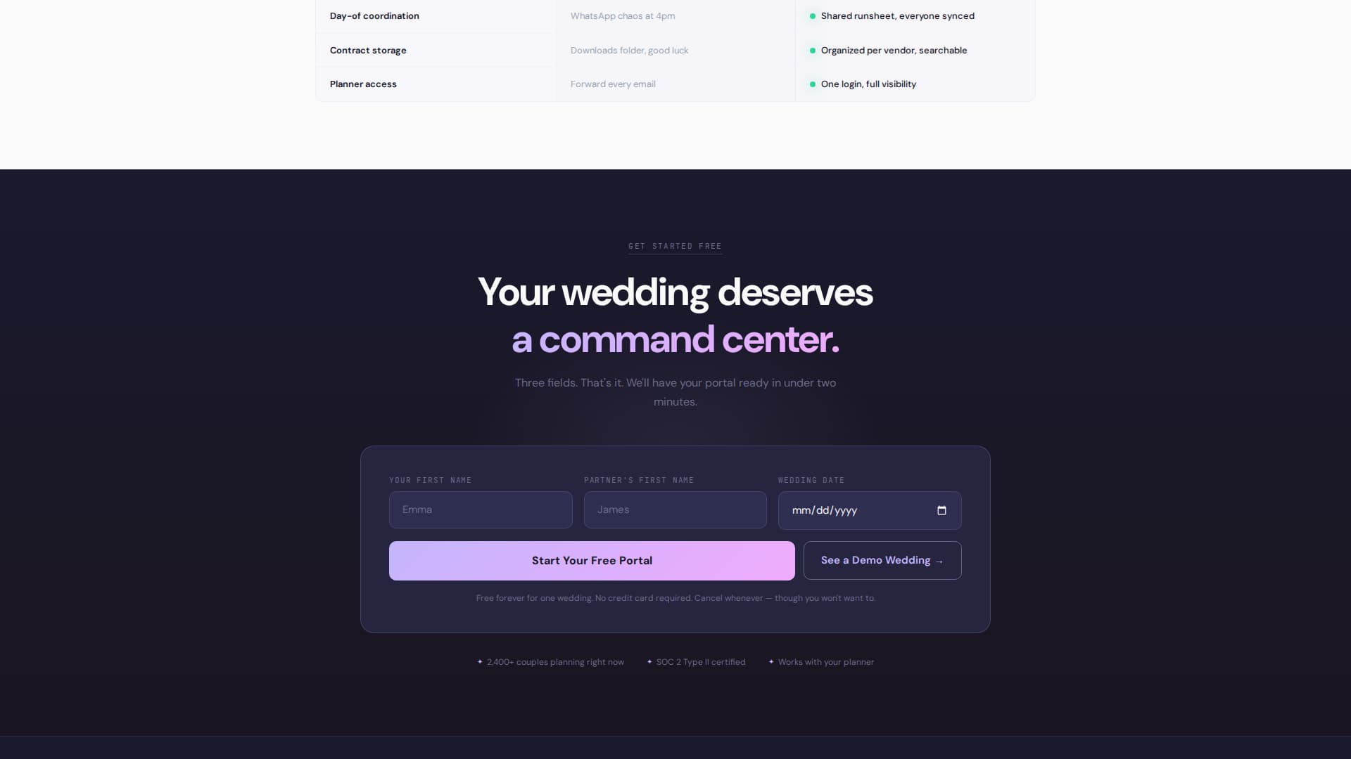 Portal - Seamless Wedding Landing Page Template