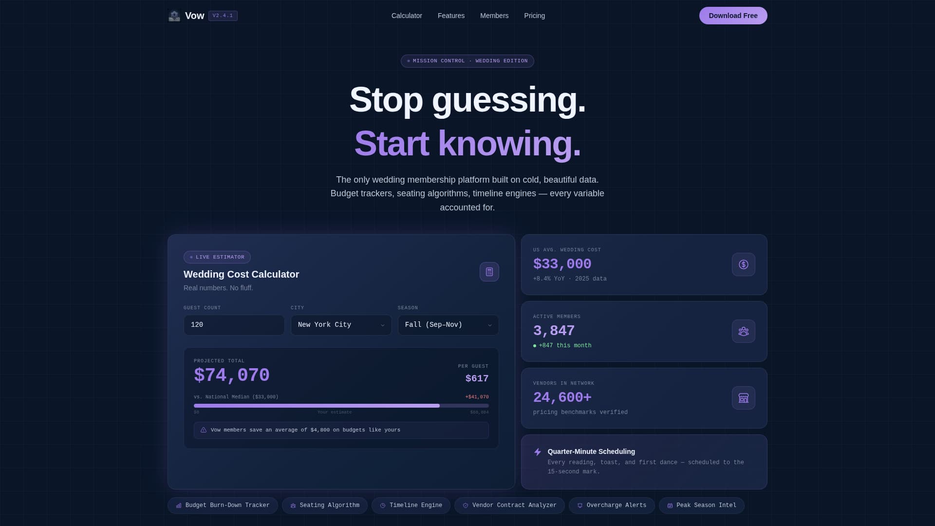 Vow - Data-Driven Wedding Landing Page Template