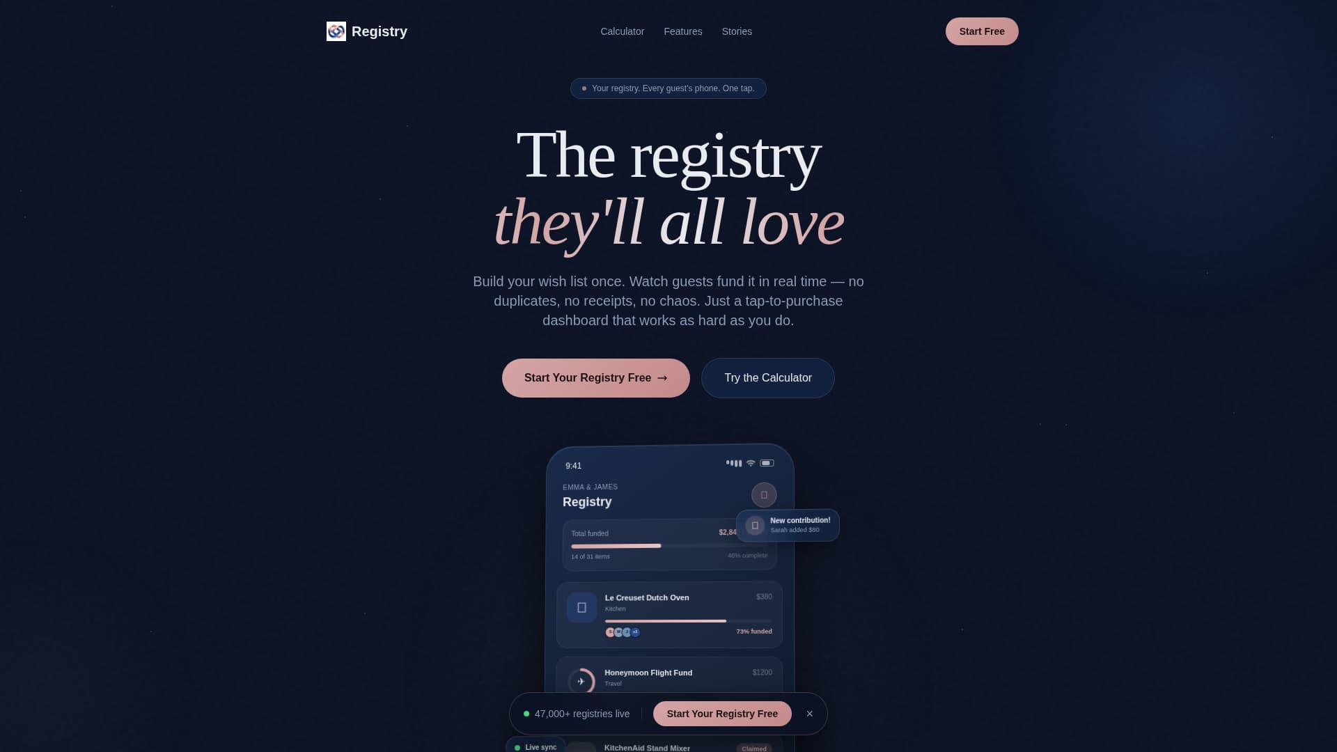Registry - Elegant Wedding Landing Page Template