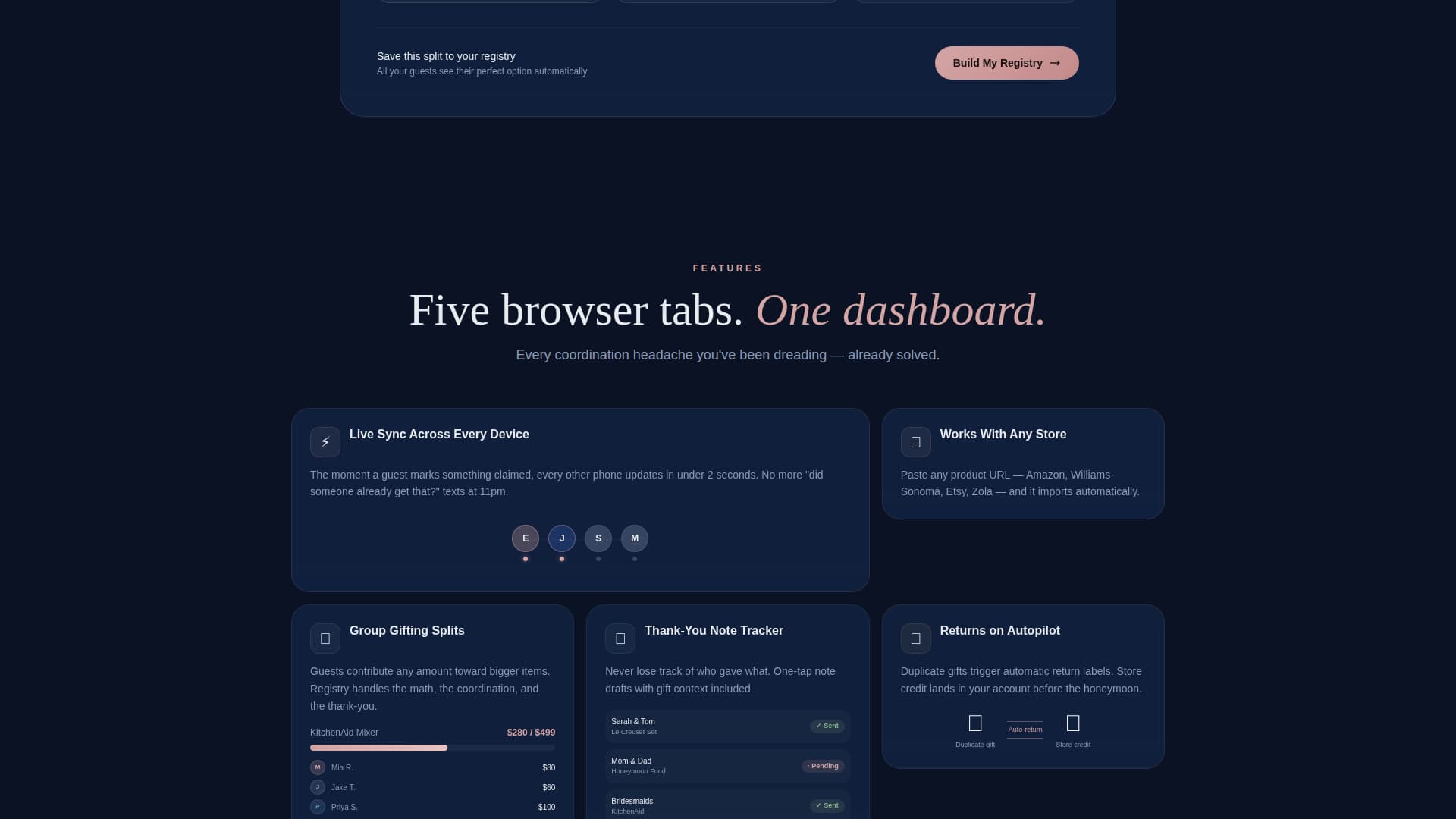 Registry - Elegant Wedding Landing Page Template