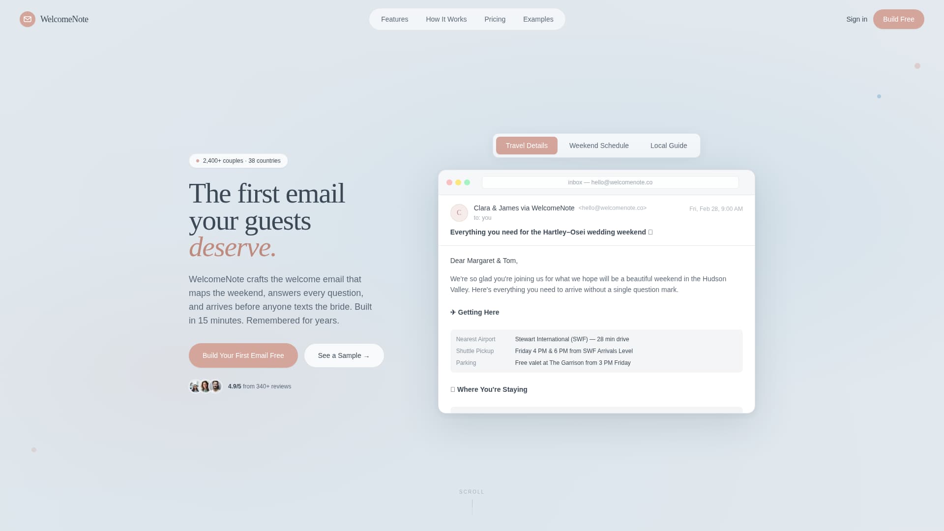 Welcome Note - Elegant Wedding Landing Page Template