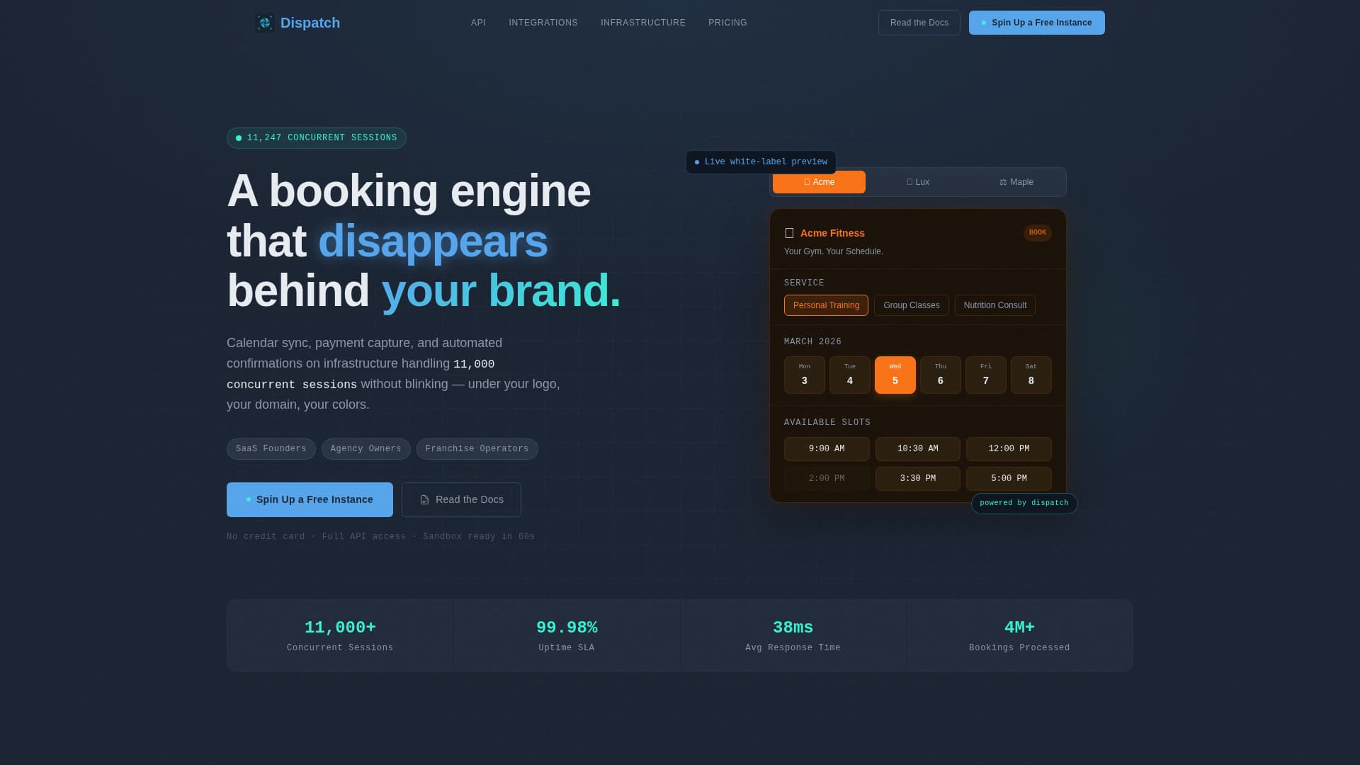 Dispatch - Powerful Booking Landing Page Template